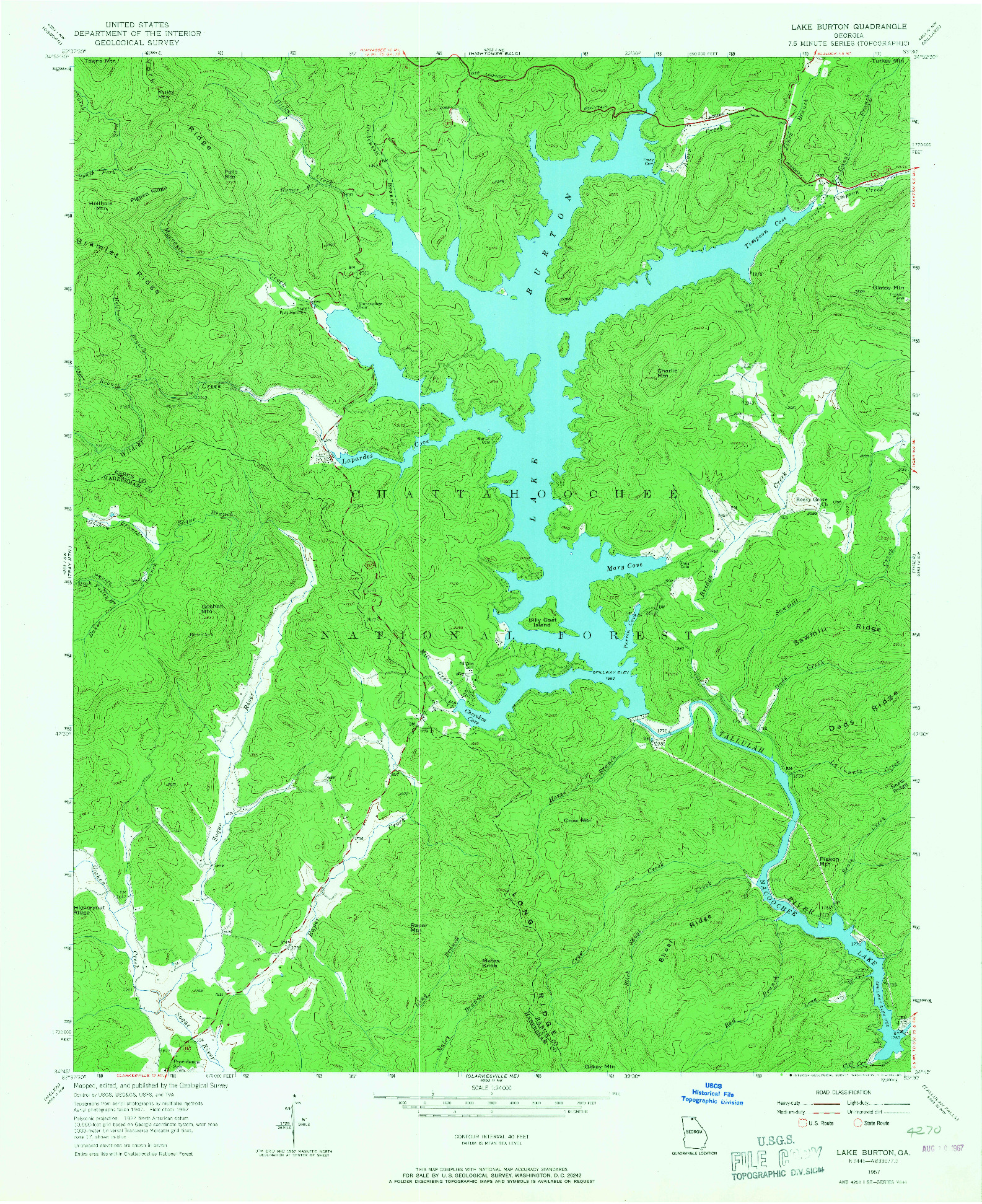 USGS 1:24000-SCALE QUADRANGLE FOR LAKE BURTON, GA 1957