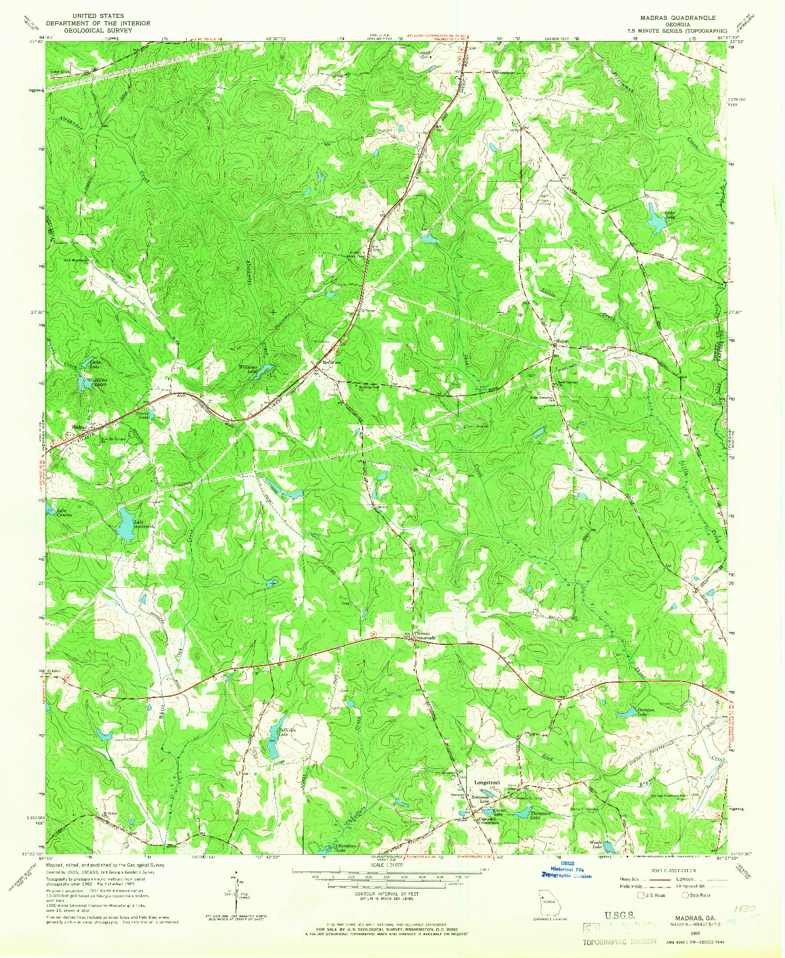 USGS 1:24000-SCALE QUADRANGLE FOR MADRAS, GA 1965
