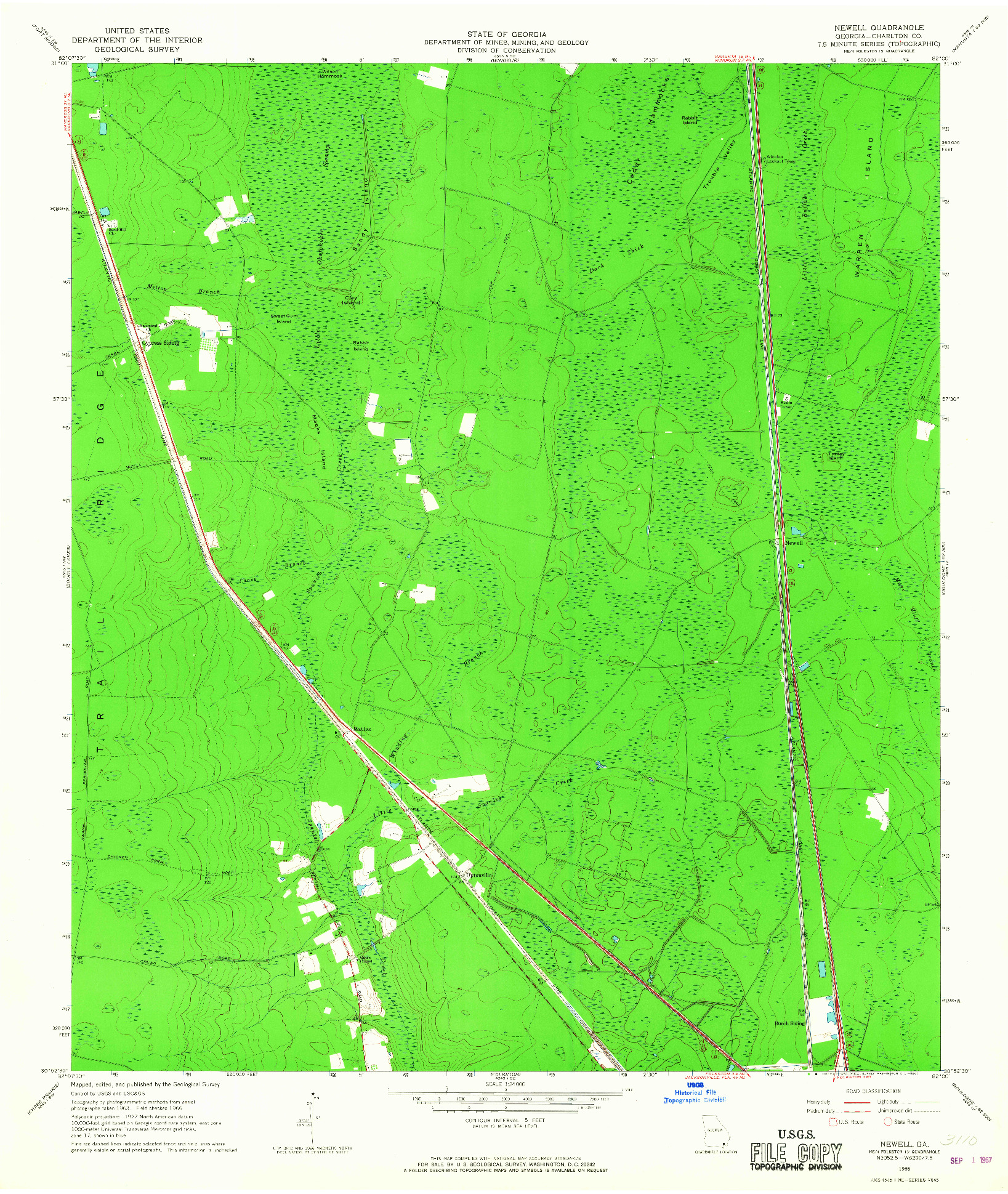 USGS 1:24000-SCALE QUADRANGLE FOR NEWELL, GA 1966