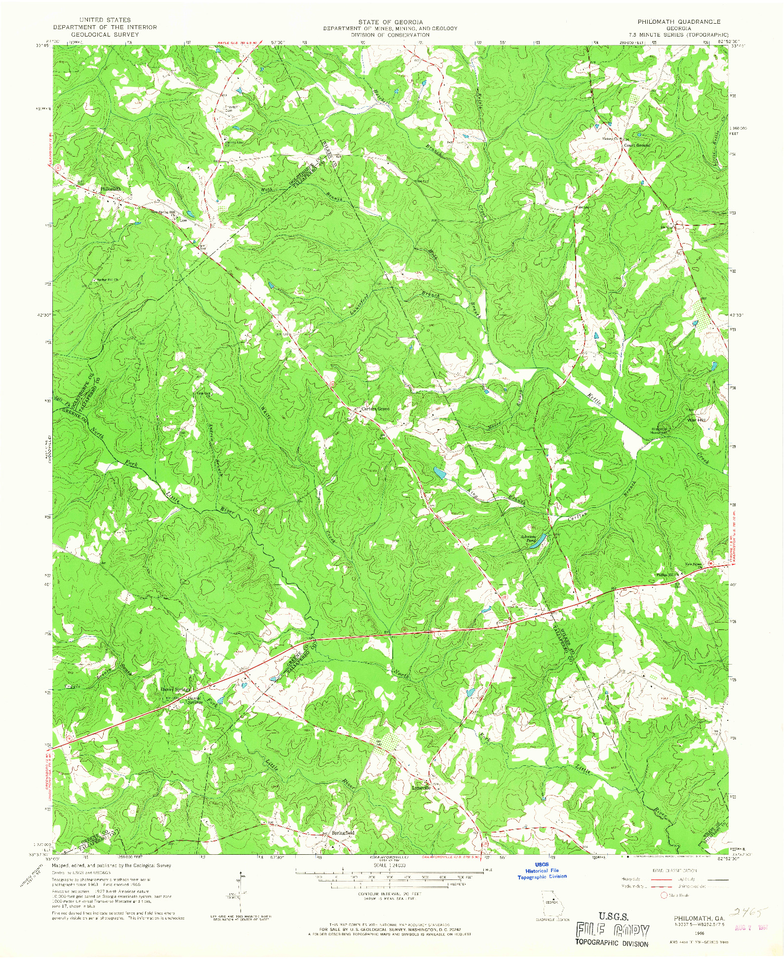 USGS 1:24000-SCALE QUADRANGLE FOR PHILOMATH, GA 1966