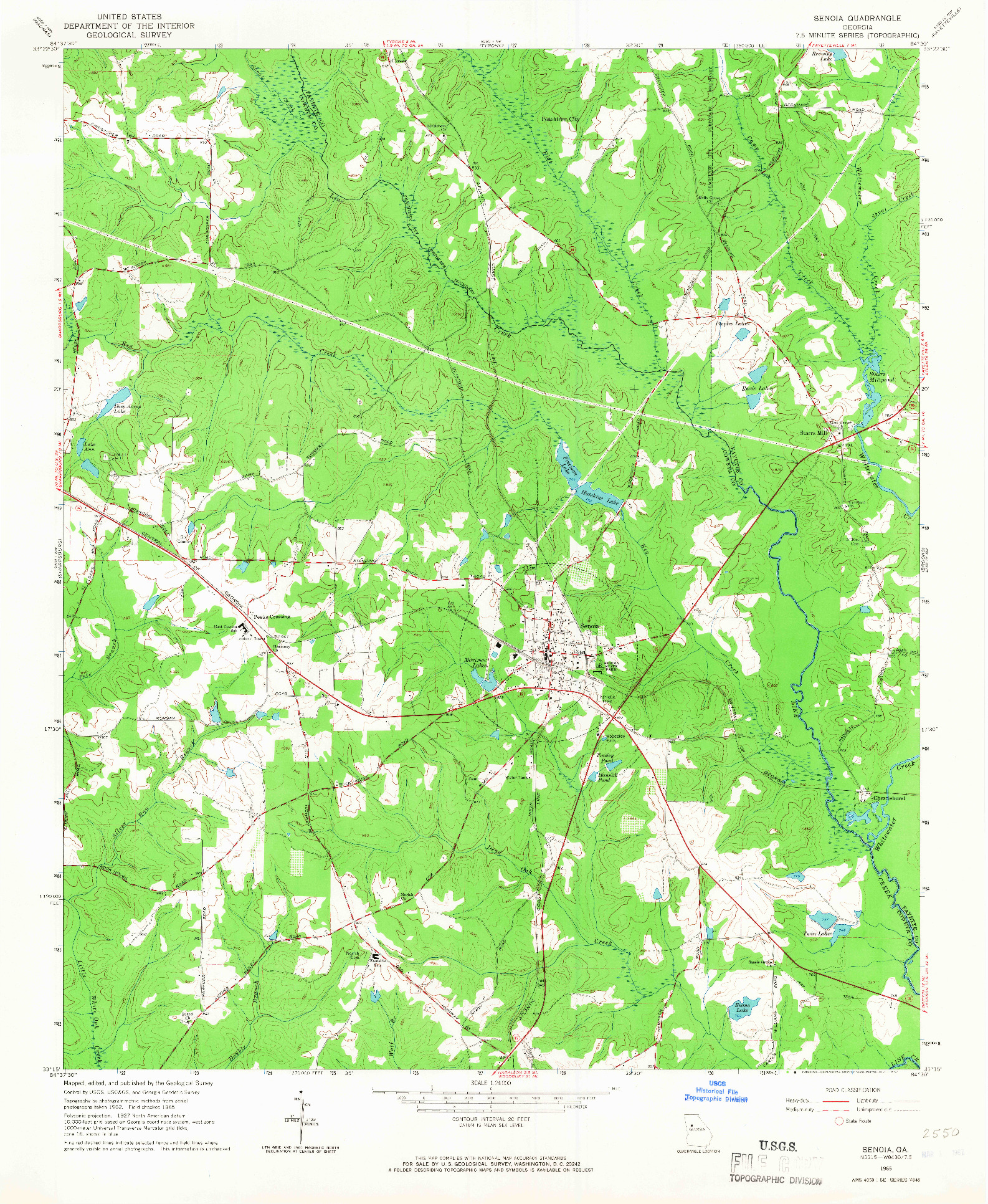 USGS 1:24000-SCALE QUADRANGLE FOR SENOIA, GA 1965