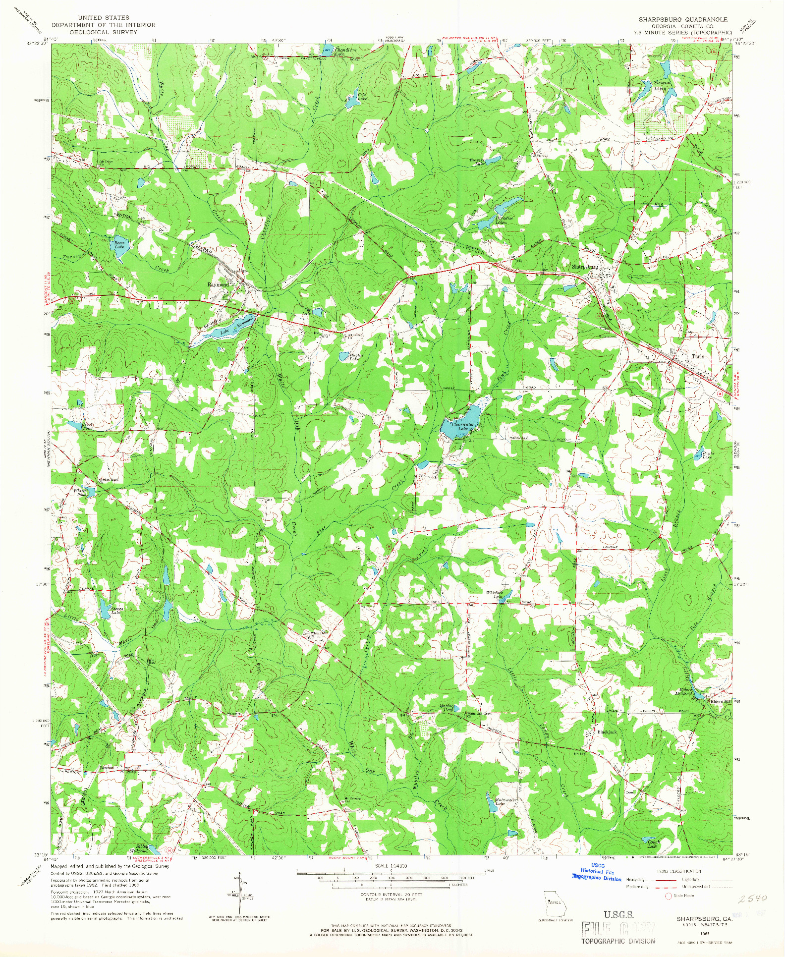 USGS 1:24000-SCALE QUADRANGLE FOR SHARPSBURG, GA 1965