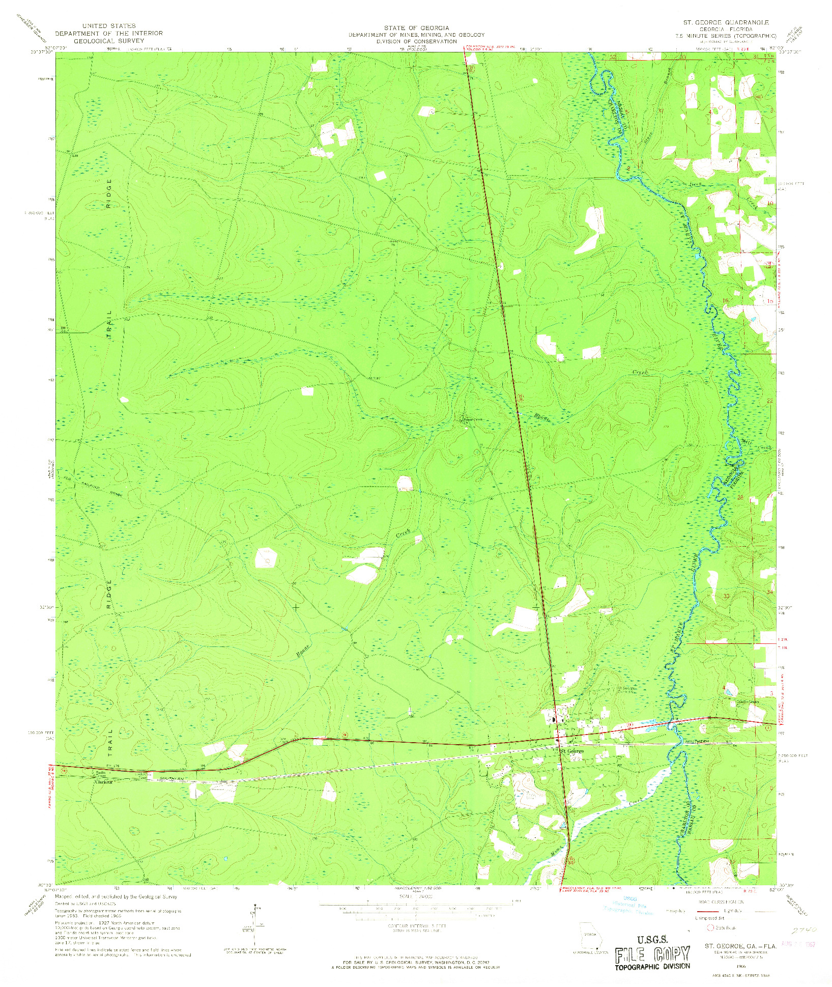 USGS 1:24000-SCALE QUADRANGLE FOR ST GEORGE, GA 1966