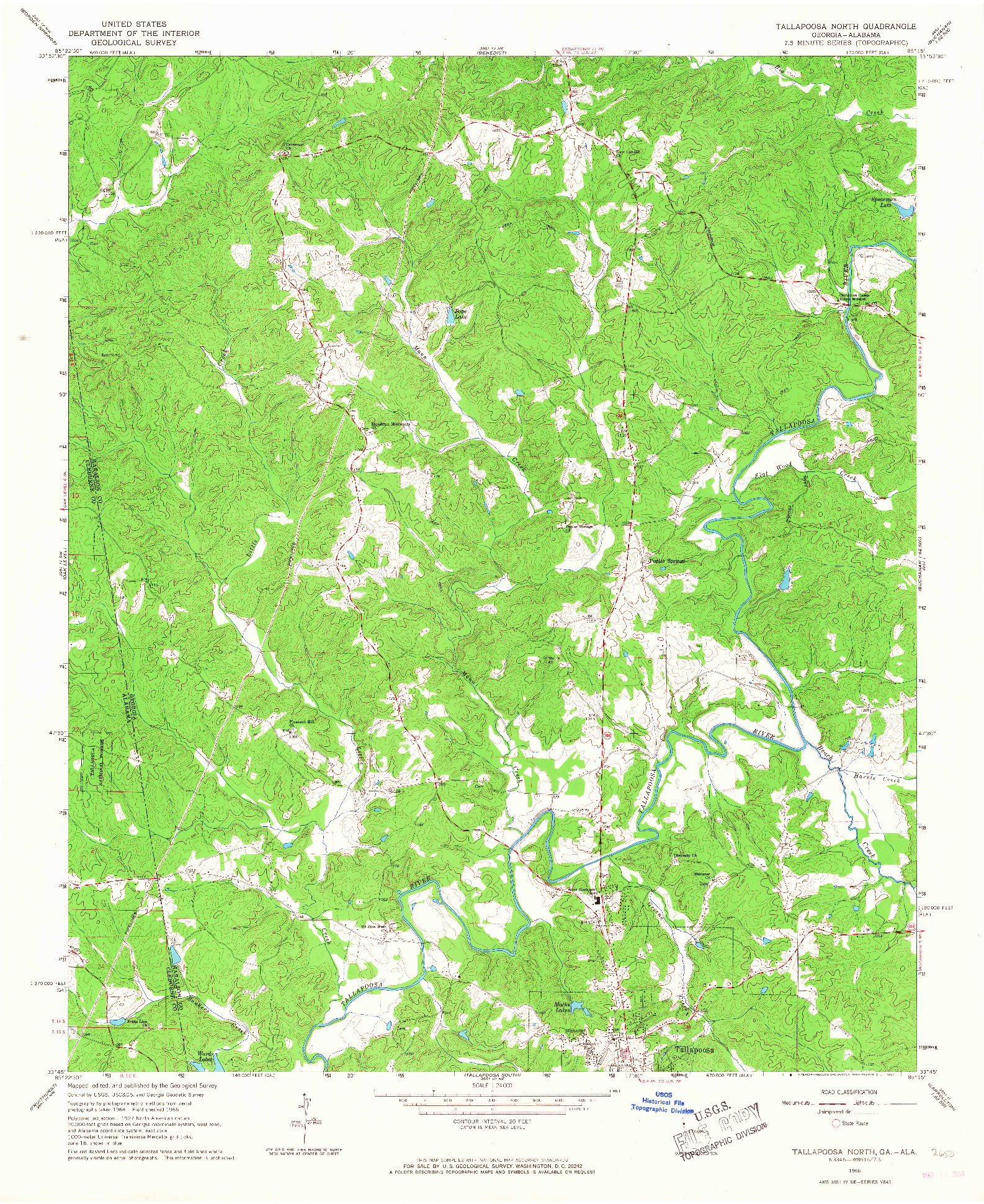 USGS 1:24000-SCALE QUADRANGLE FOR TALLAPOOSA NORTH, GA 1966