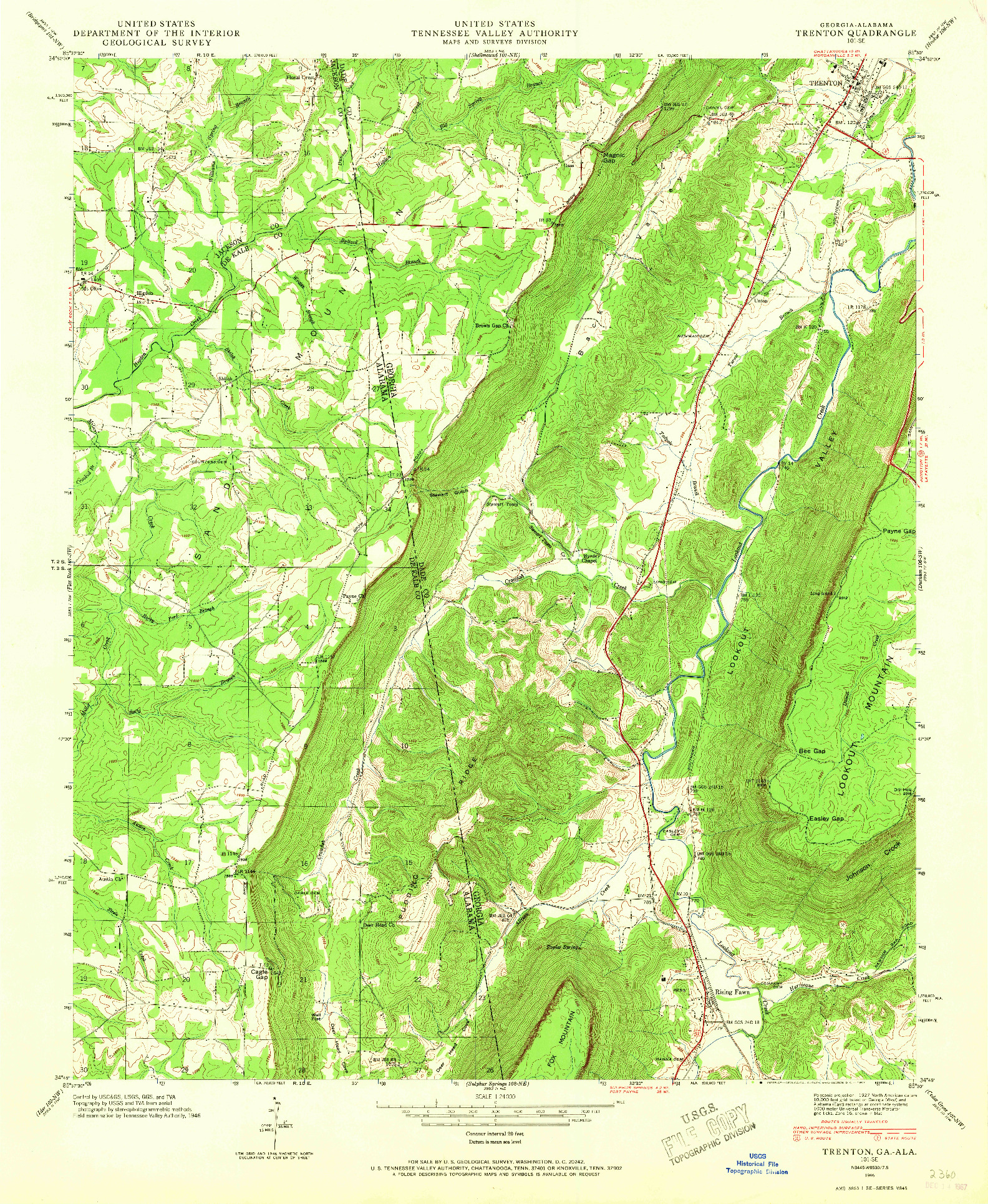 USGS 1:24000-SCALE QUADRANGLE FOR TRENTON, GA 1946