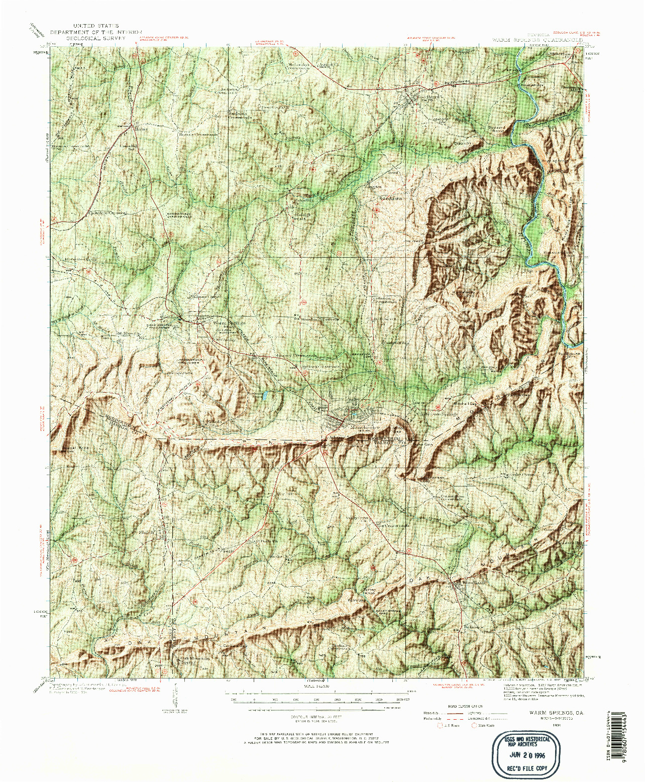 USGS 1:62500-SCALE QUADRANGLE FOR WARM SPRINGS, GA 1934