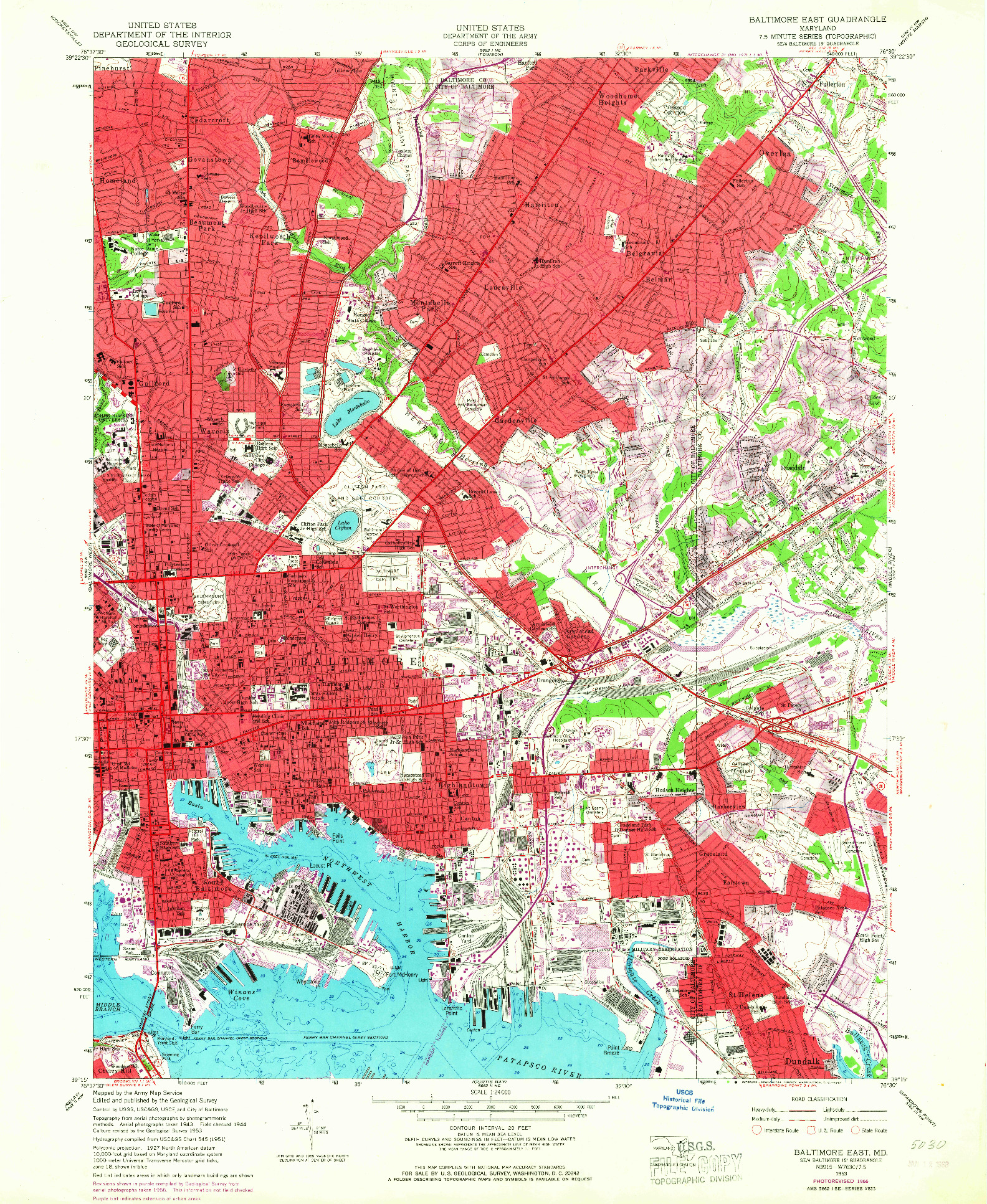 USGS 1:24000-SCALE QUADRANGLE FOR BALTIMORE EAST, MD 1953