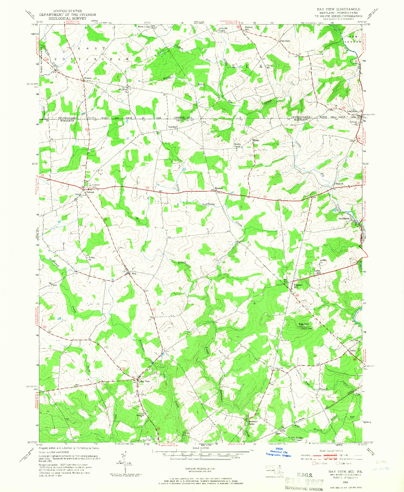 USGS 1:24000-SCALE QUADRANGLE FOR BAY VIEW, MD 1953