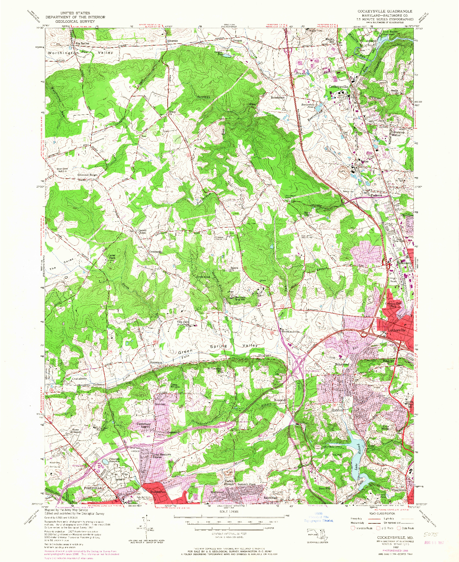 USGS 1:24000-SCALE QUADRANGLE FOR COCKEYSVILLE, MD 1957