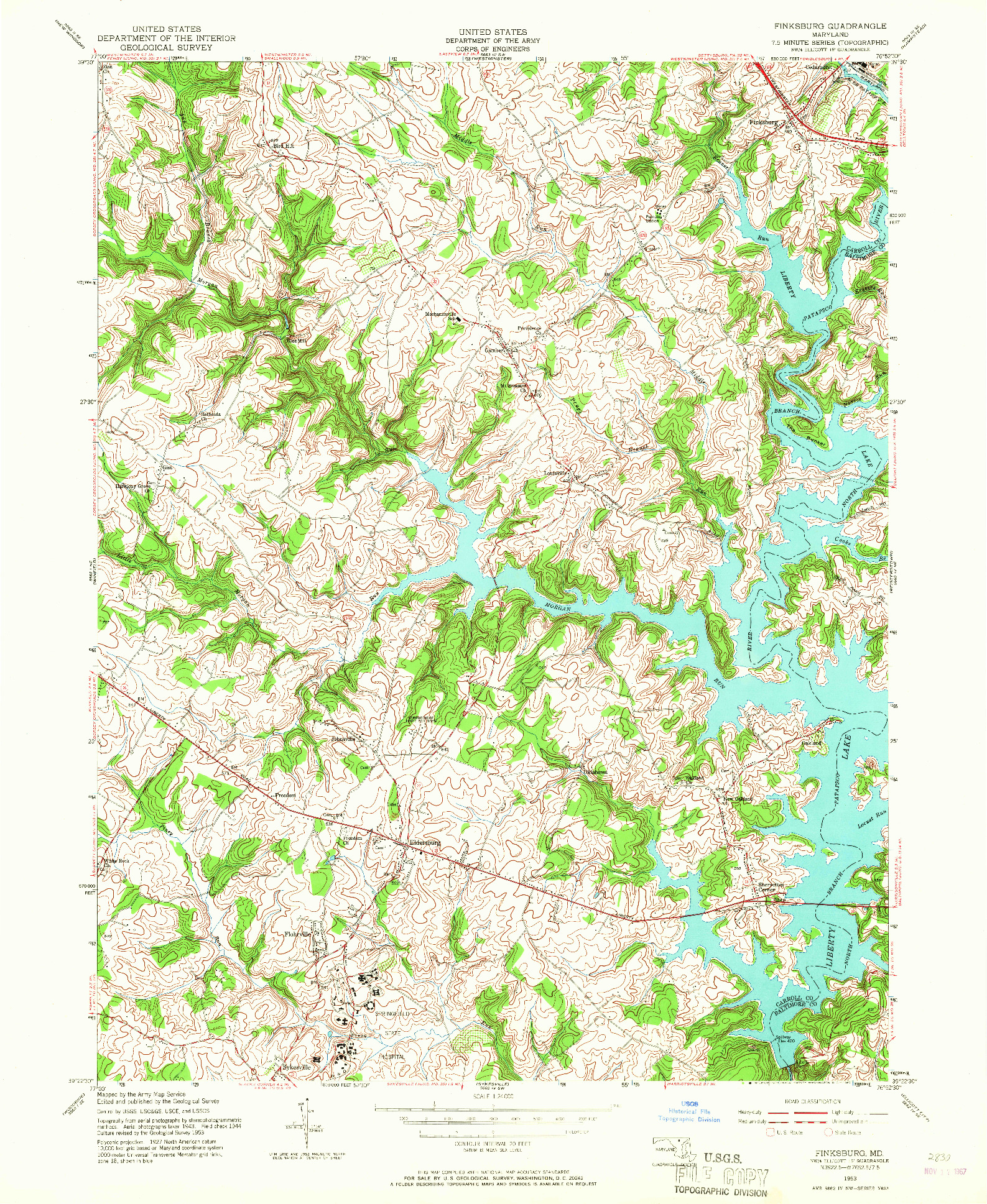 USGS 1:24000-SCALE QUADRANGLE FOR FINKSBURG, MD 1953