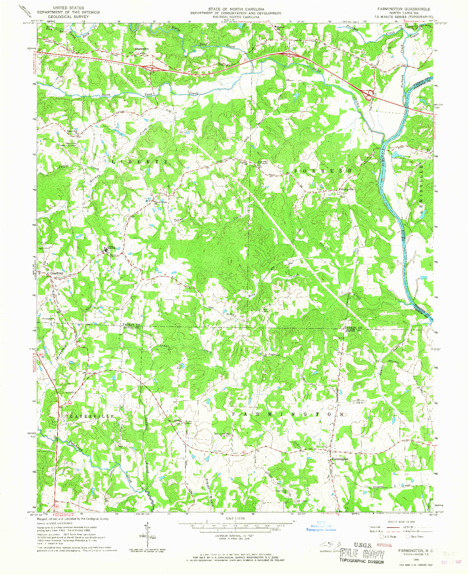 USGS 1:24000-SCALE QUADRANGLE FOR FARMINGTON, NC 1966