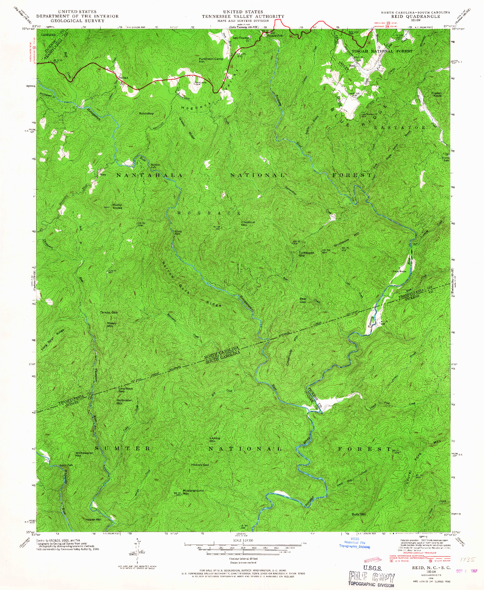 USGS 1:24000-SCALE QUADRANGLE FOR REID, NC 1946