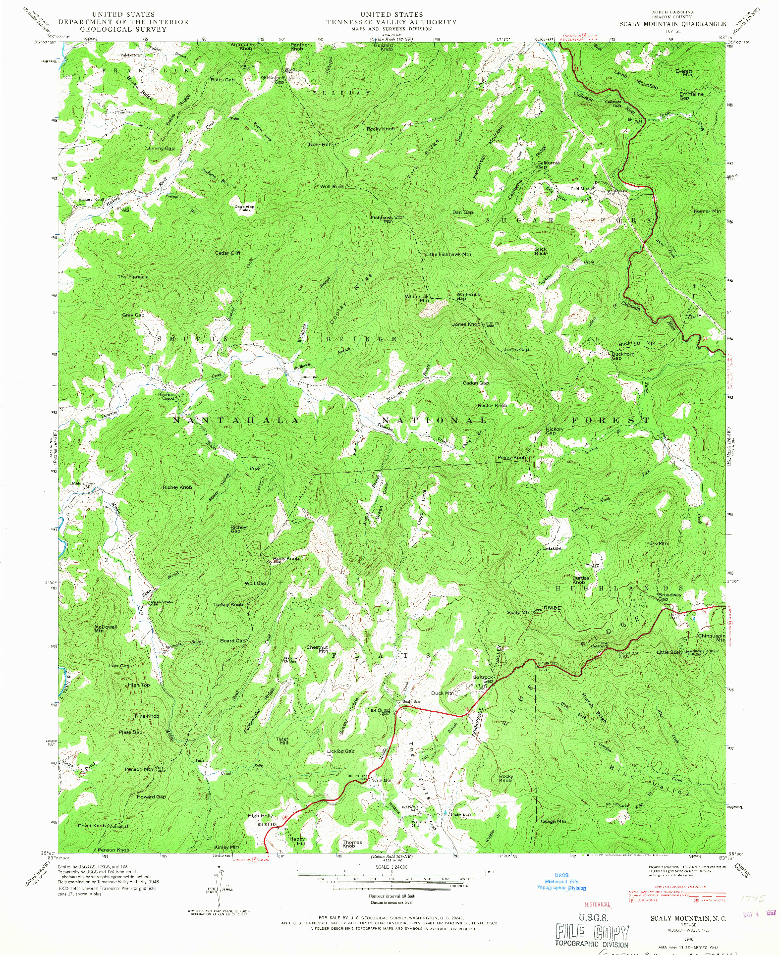 USGS 1:24000-SCALE QUADRANGLE FOR SCALY MOUNTAIN, NC 1946
