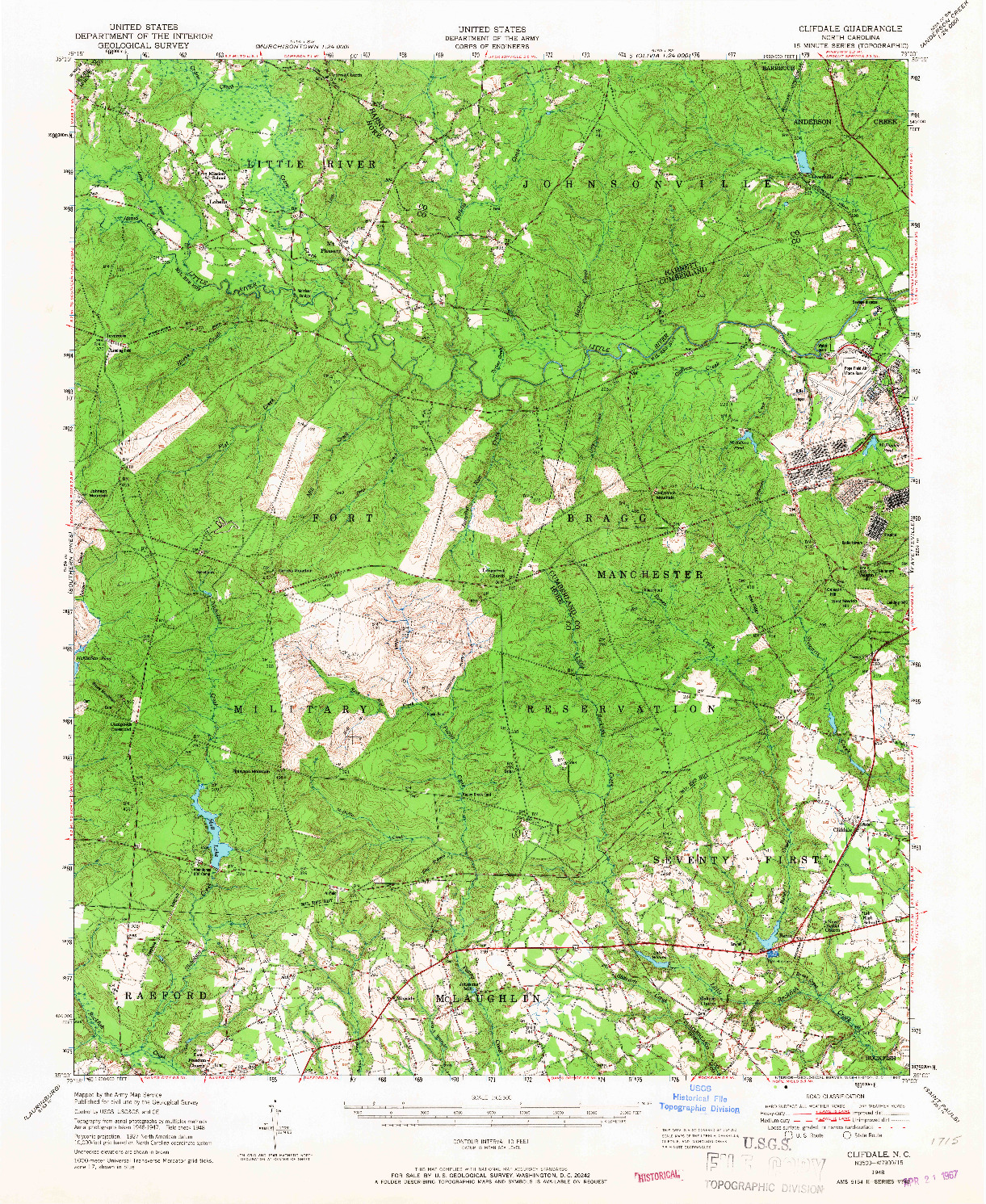 USGS 1:62500-SCALE QUADRANGLE FOR CLIFDALE, NC 1948