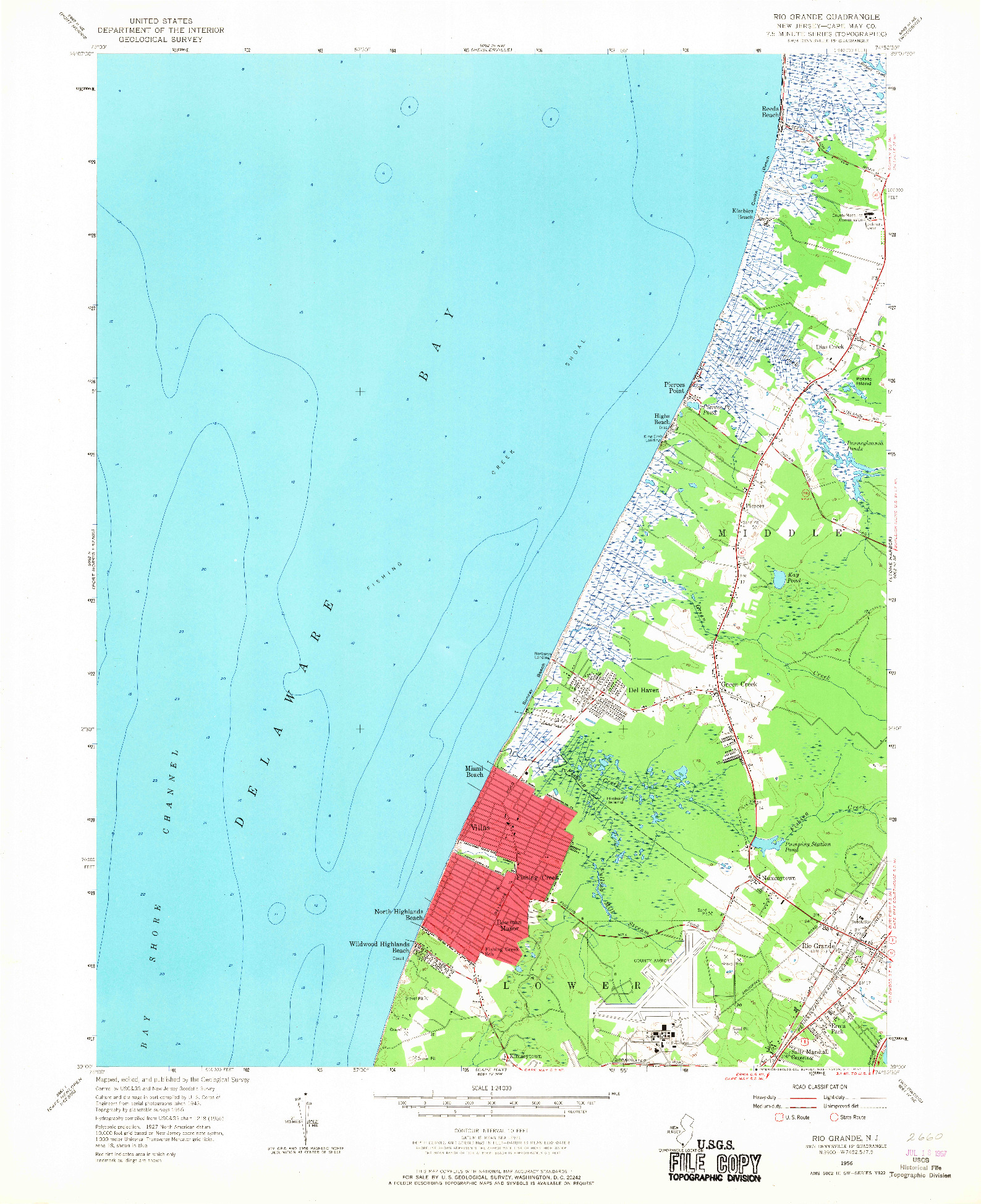 USGS 1:24000-SCALE QUADRANGLE FOR RIO GRANDE, NJ 1956