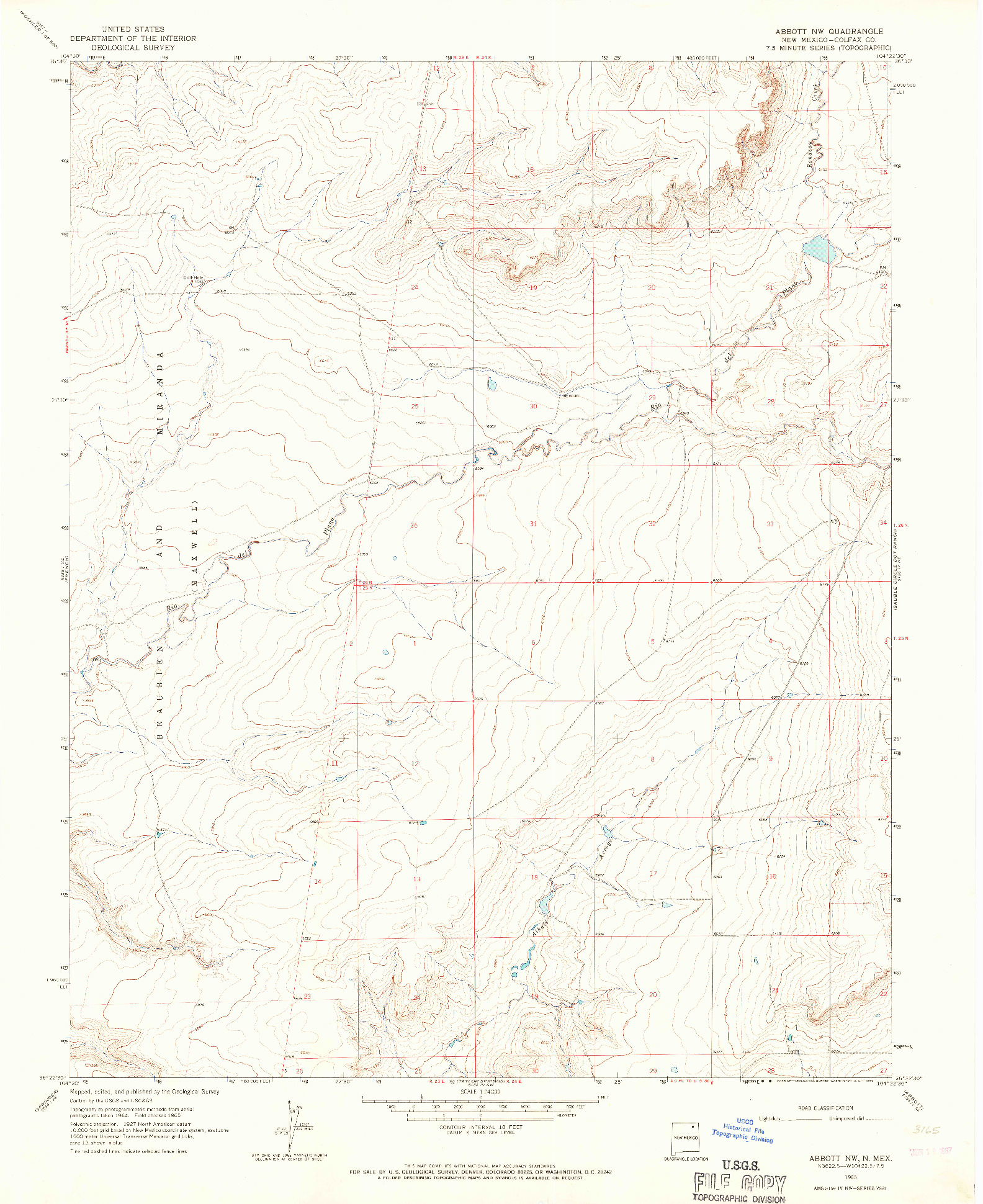 USGS 1:24000-SCALE QUADRANGLE FOR ABBOTT NW, NM 1965