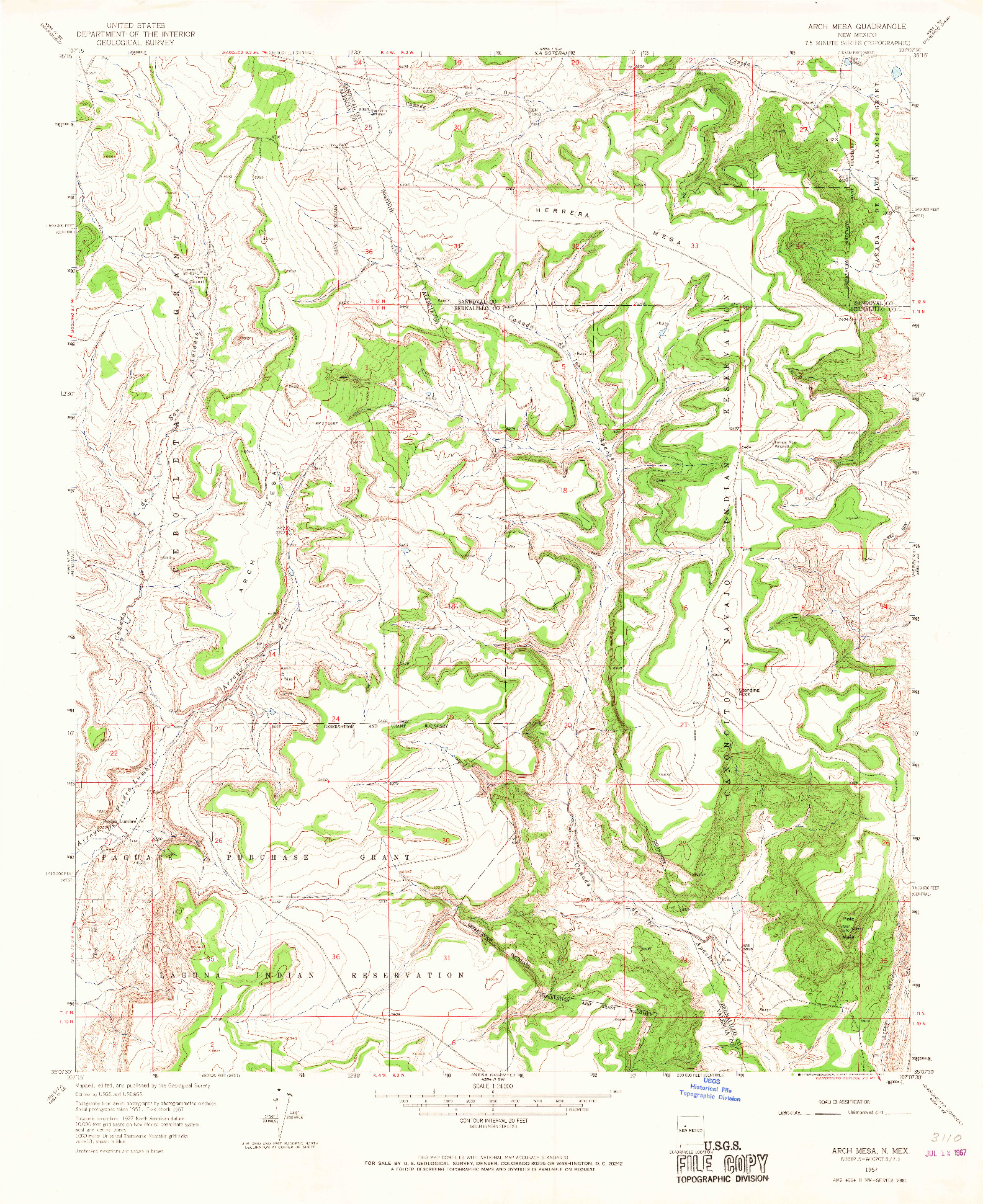 USGS 1:24000-SCALE QUADRANGLE FOR ARCH MESA, NM 1957