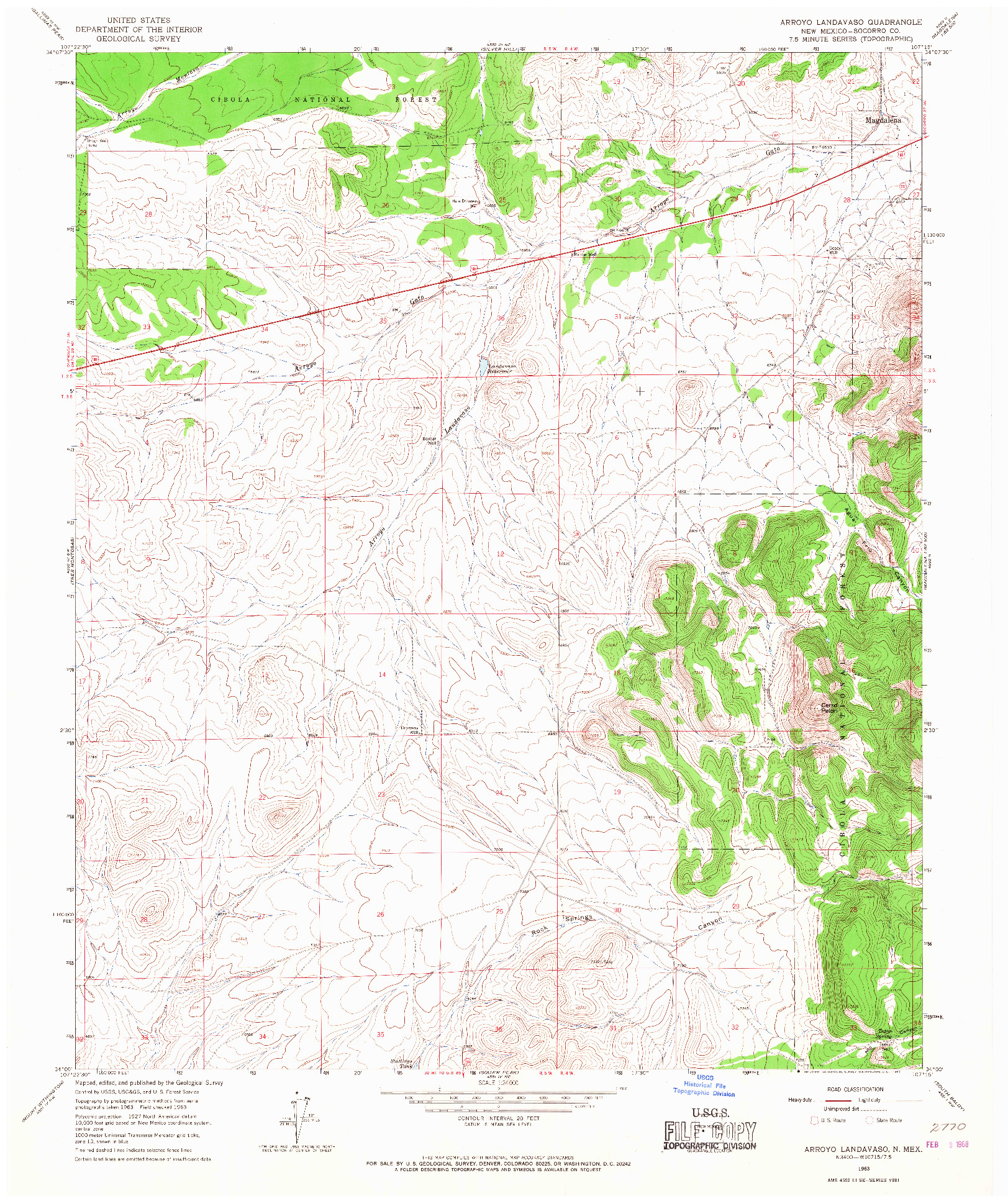 USGS 1:24000-SCALE QUADRANGLE FOR ARROYO LANDAVASO, NM 1963