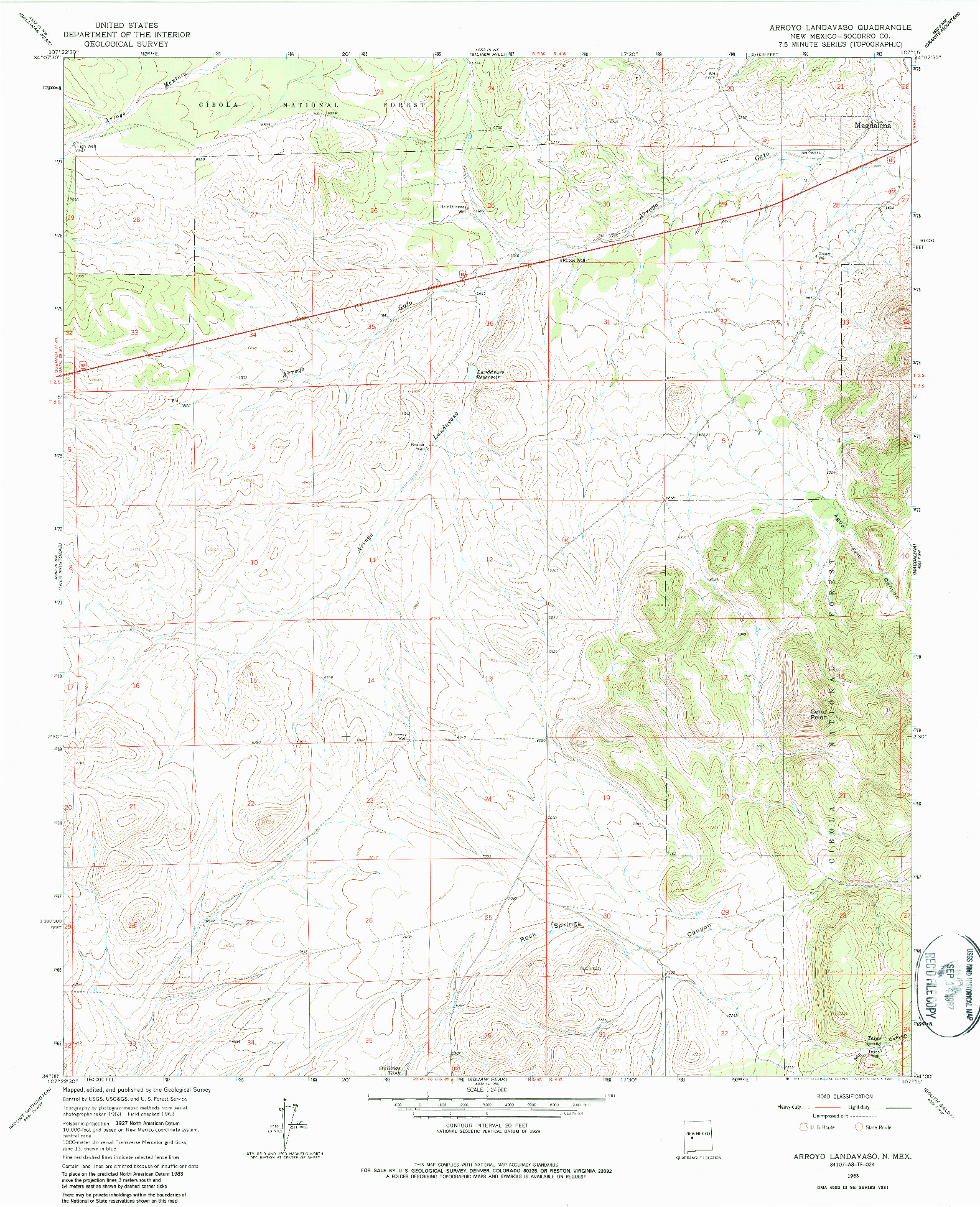 USGS 1:24000-SCALE QUADRANGLE FOR ARROYO LANDAVASO, NM 1963