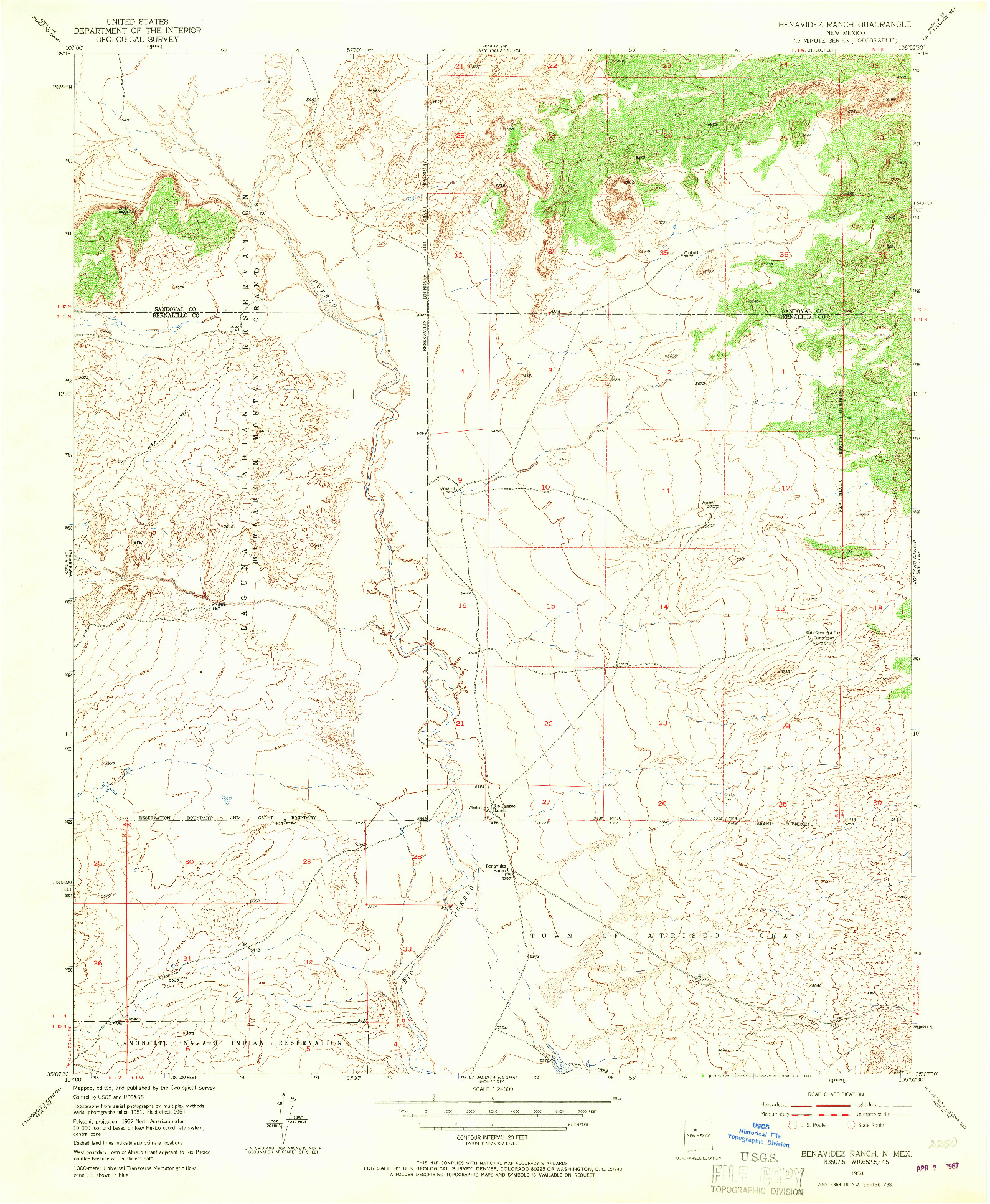 USGS 1:24000-SCALE QUADRANGLE FOR BENAVIDEZ RANCH, NM 1954