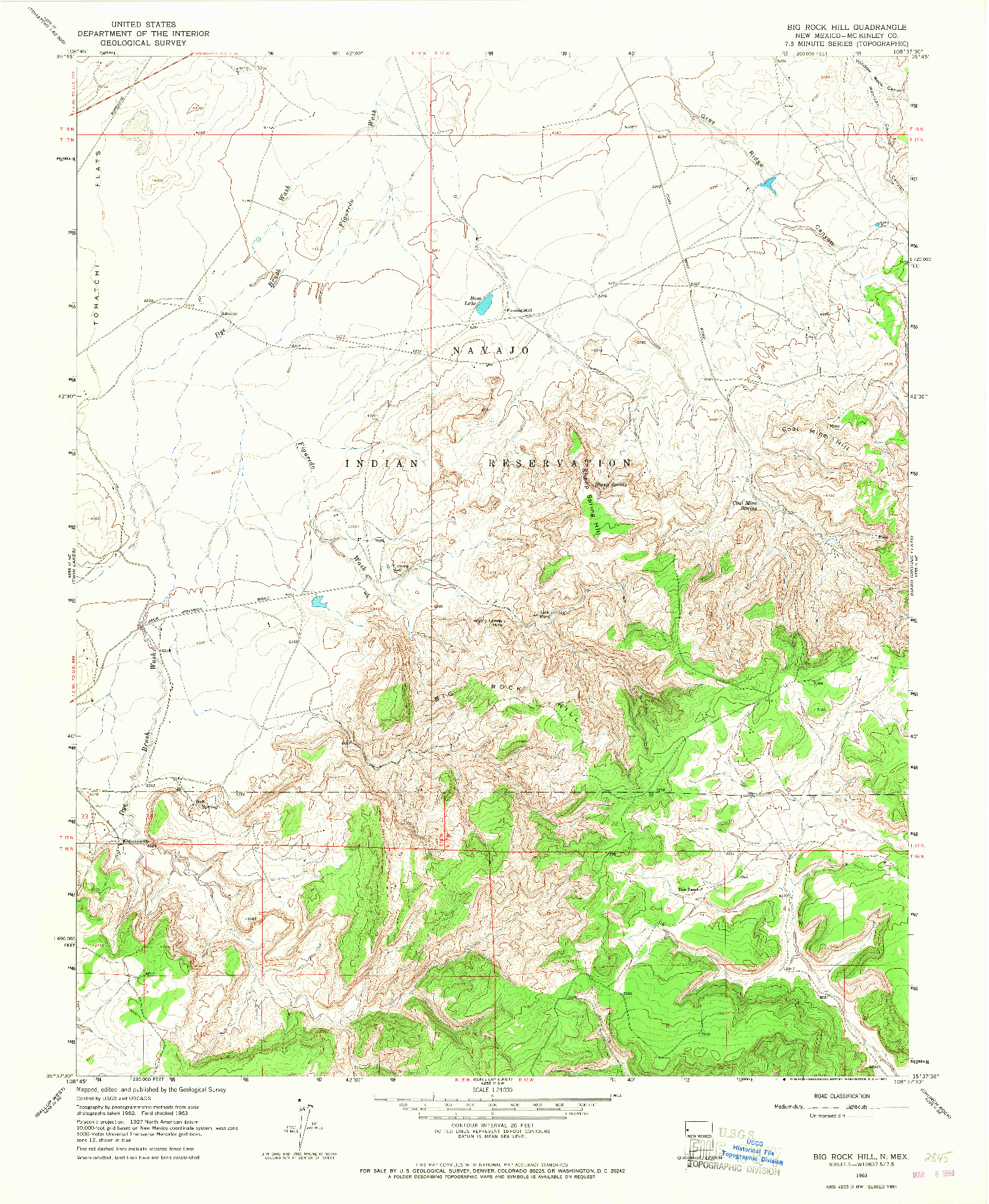 USGS 1:24000-SCALE QUADRANGLE FOR BIG ROCK HILL, NM 1963