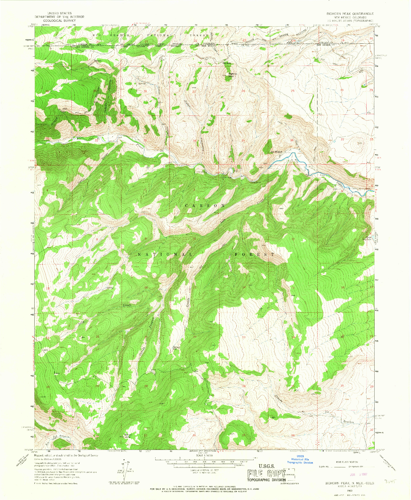 USGS 1:24000-SCALE QUADRANGLE FOR BIGHORN PEAK, NM 1963