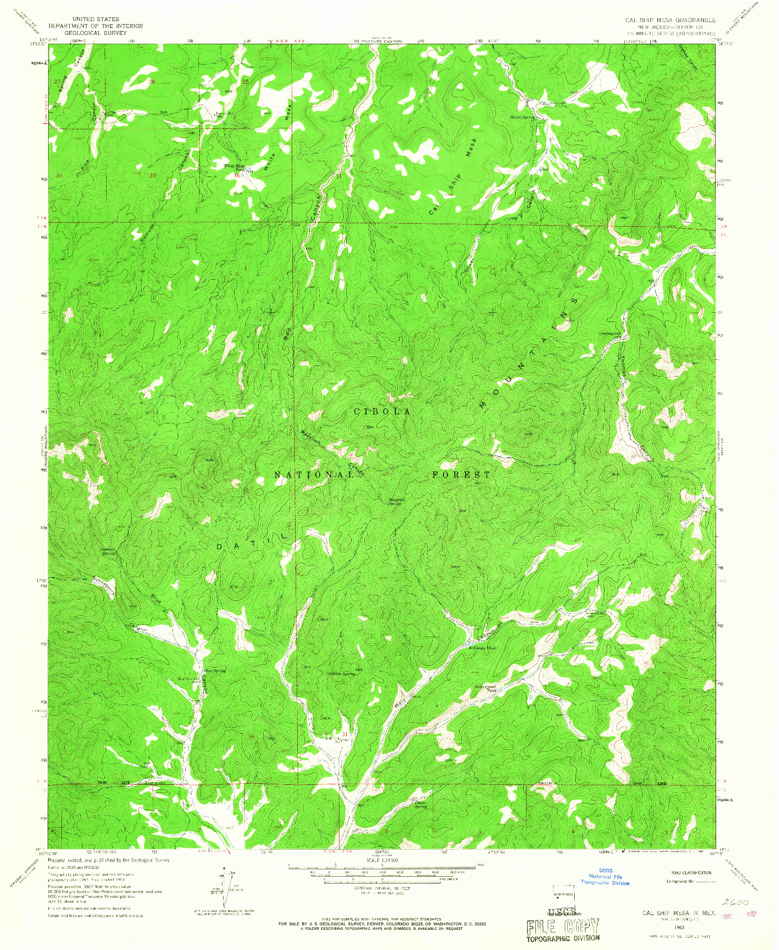 USGS 1:24000-SCALE QUADRANGLE FOR CAL SHIP MESA, NM 1963