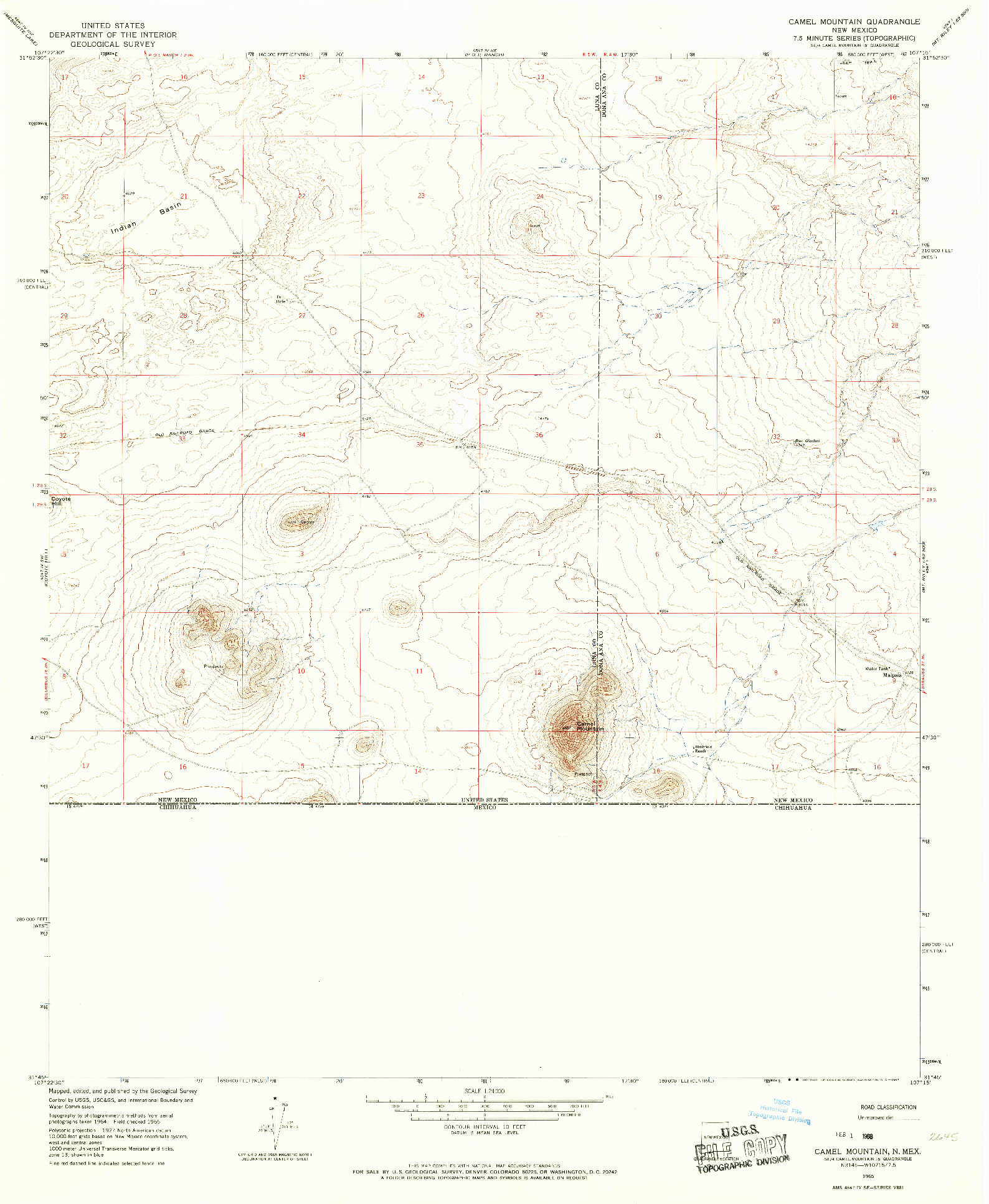 USGS 1:24000-SCALE QUADRANGLE FOR CAMEL MOUNTAIN, NM 1965