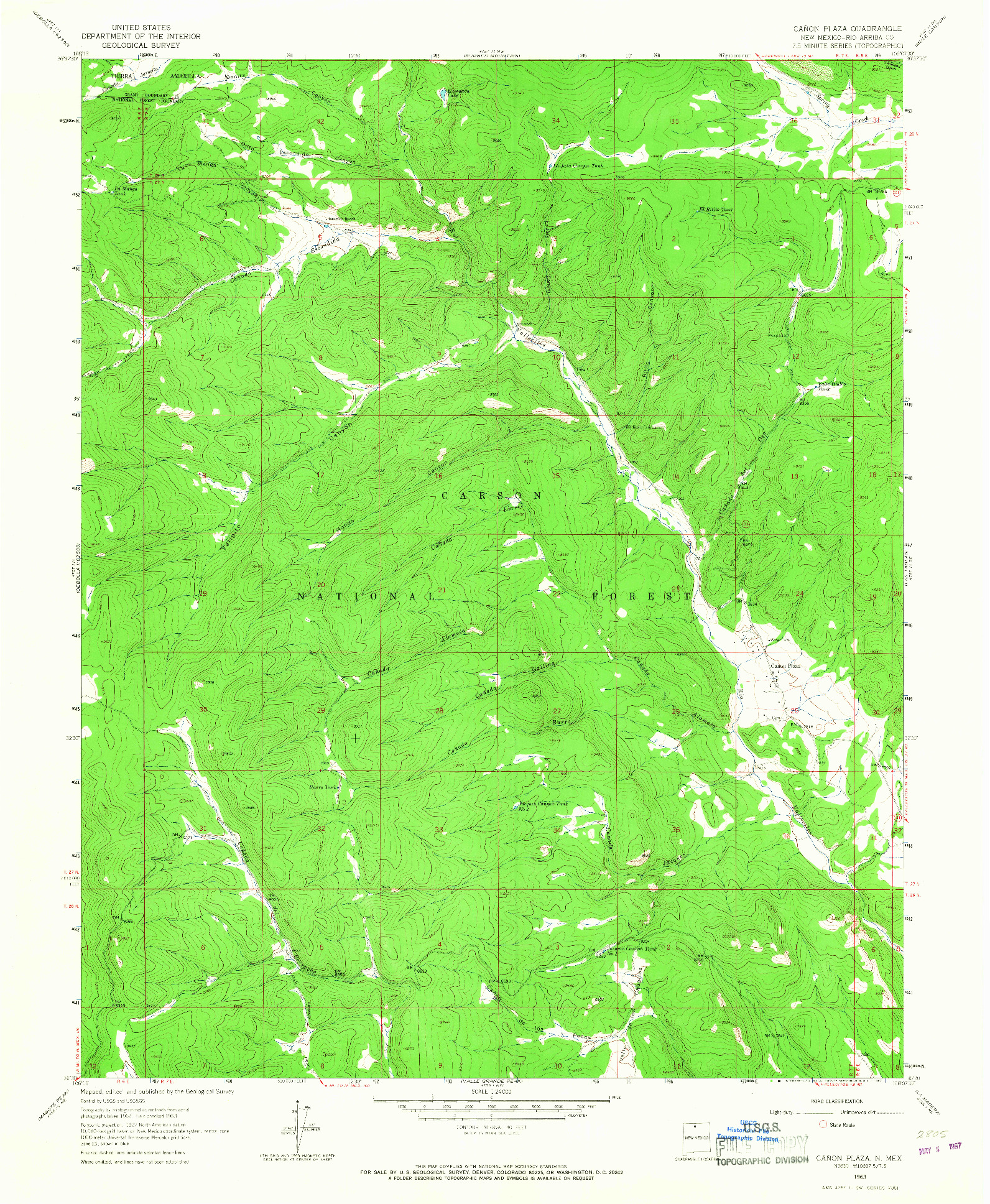 USGS 1:24000-SCALE QUADRANGLE FOR CANON PLAZA, NM 1963