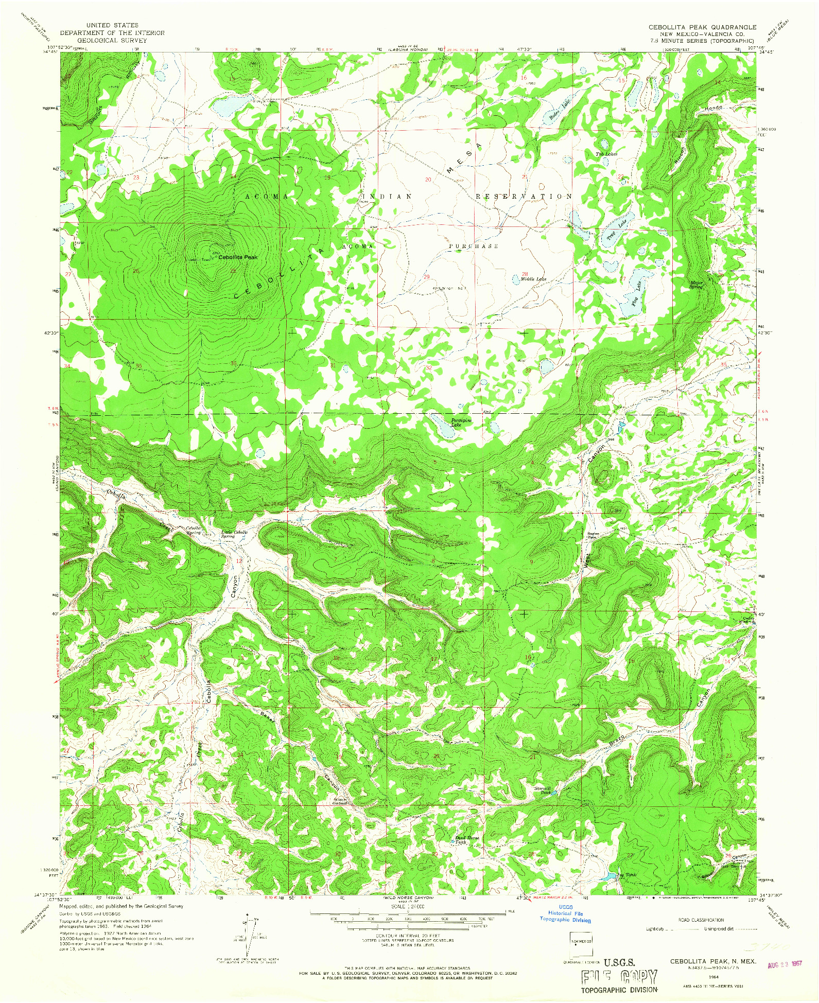 USGS 1:24000-SCALE QUADRANGLE FOR CEBOLLITA PEAK, NM 1964