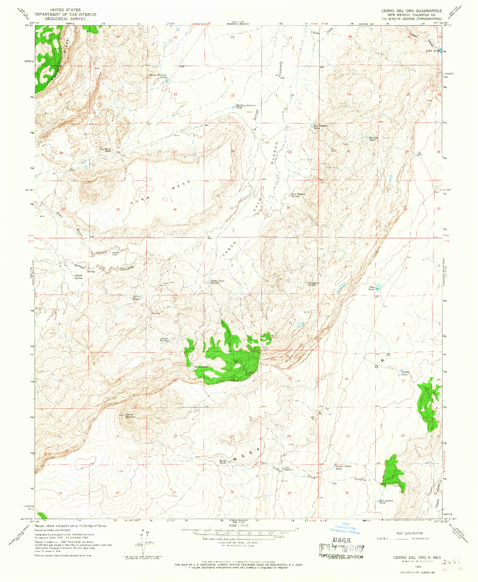 USGS 1:24000-SCALE QUADRANGLE FOR CERRO DEL ORO, NM 1964