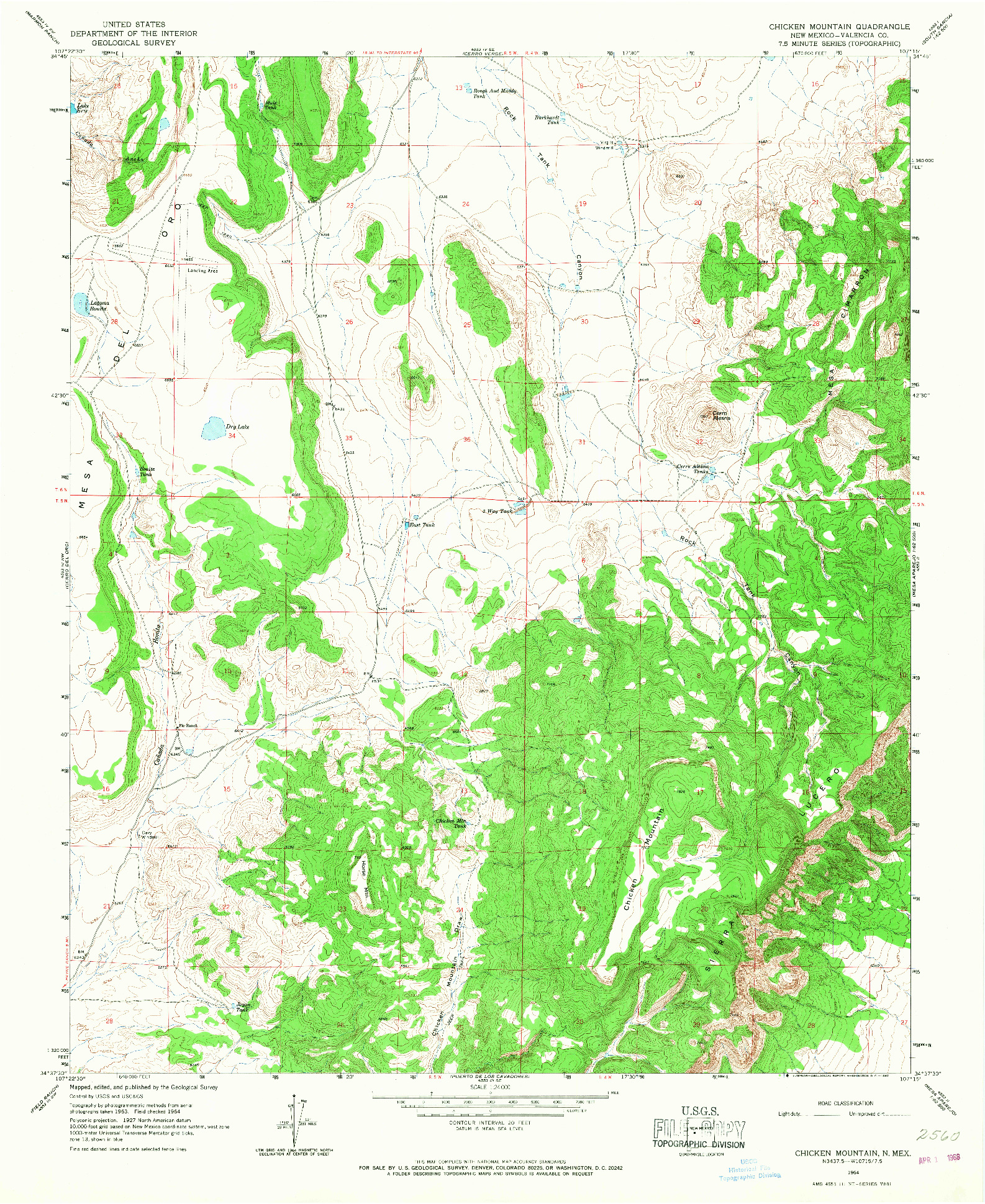USGS 1:24000-SCALE QUADRANGLE FOR CHICKEN MOUNTAIN, NM 1964