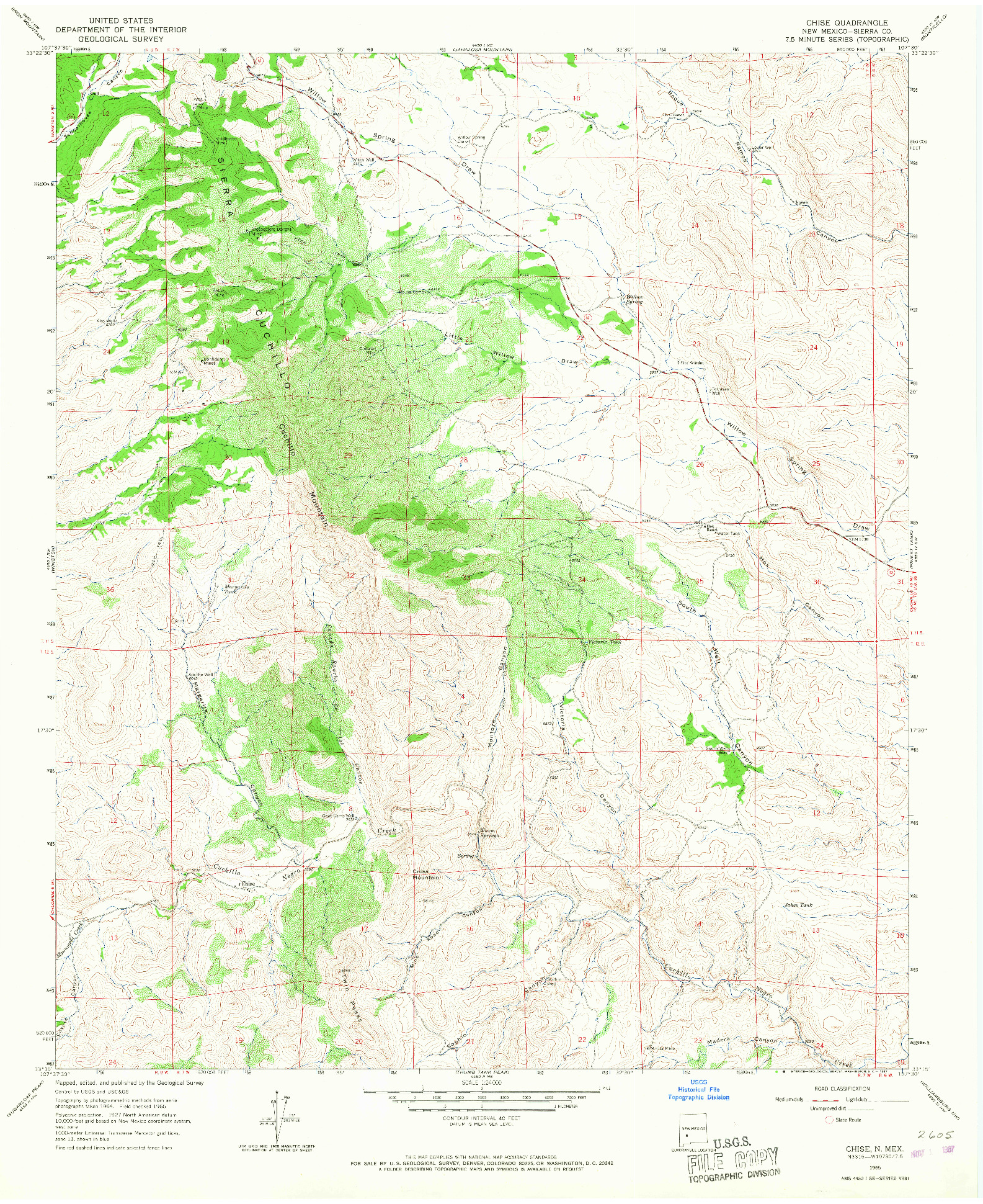 USGS 1:24000-SCALE QUADRANGLE FOR CHISE, NM 1965