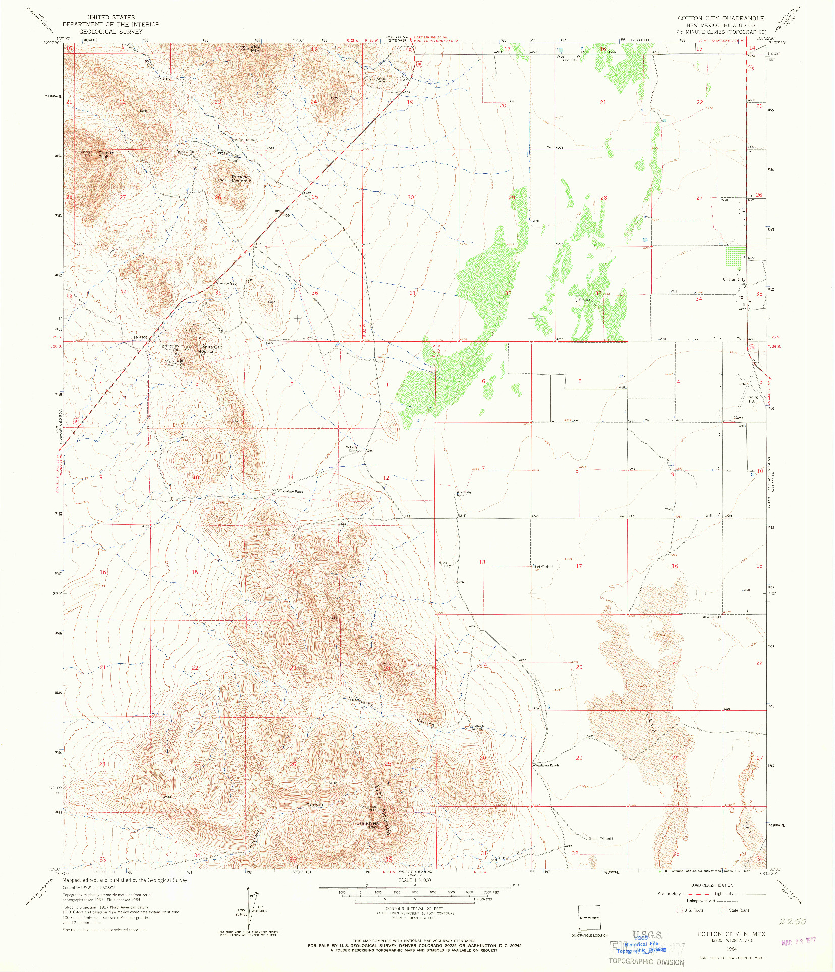 USGS 1:24000-SCALE QUADRANGLE FOR COTTON CITY, NM 1964
