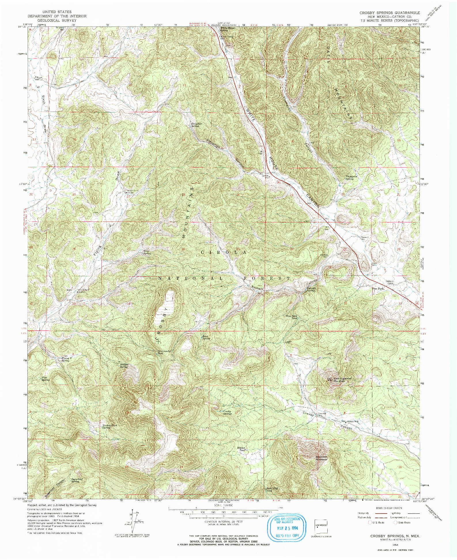 USGS 1:24000-SCALE QUADRANGLE FOR CROSBY SPRINGS, NM 1964