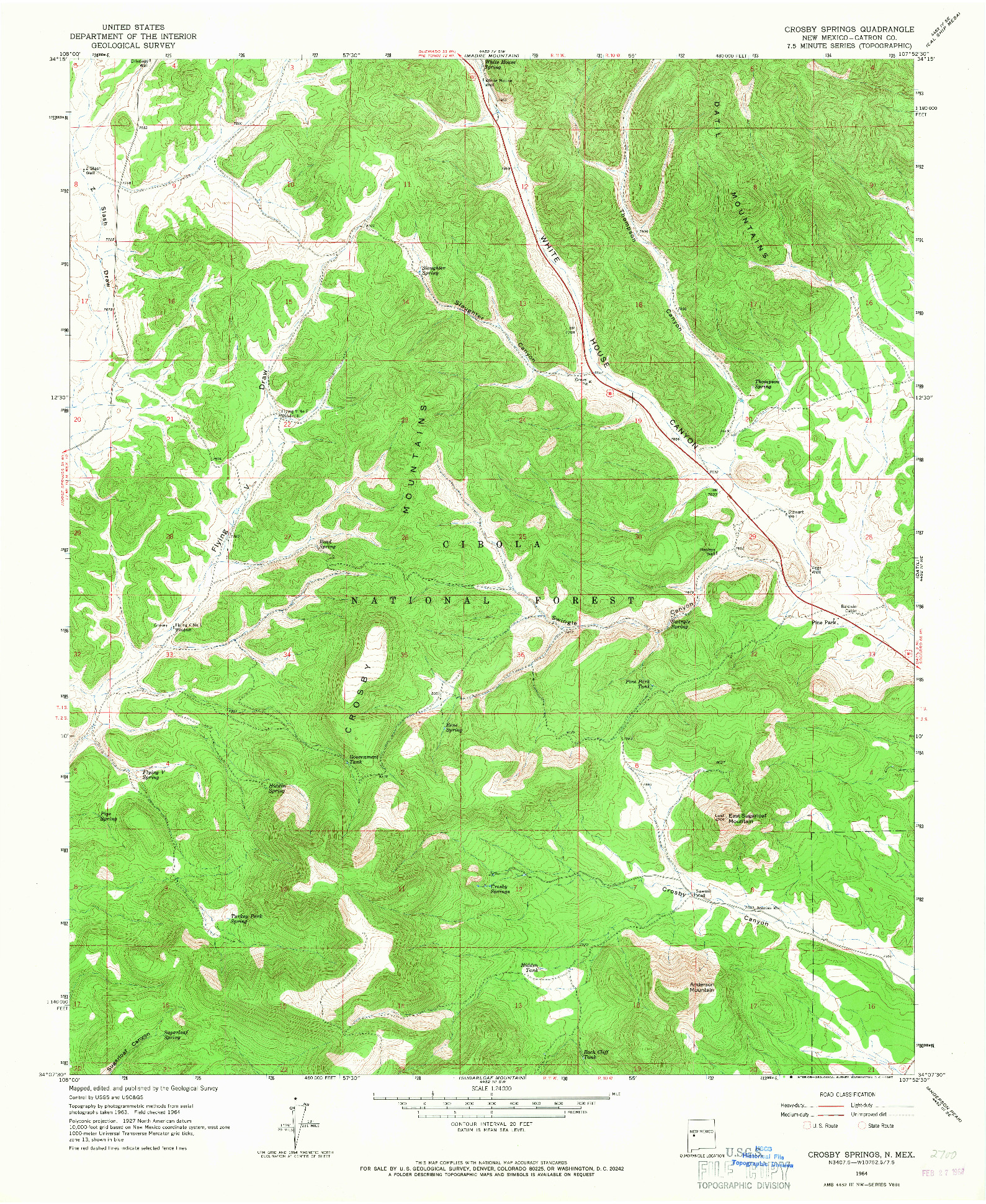 USGS 1:24000-SCALE QUADRANGLE FOR CROSBY SPRINGS, NM 1964