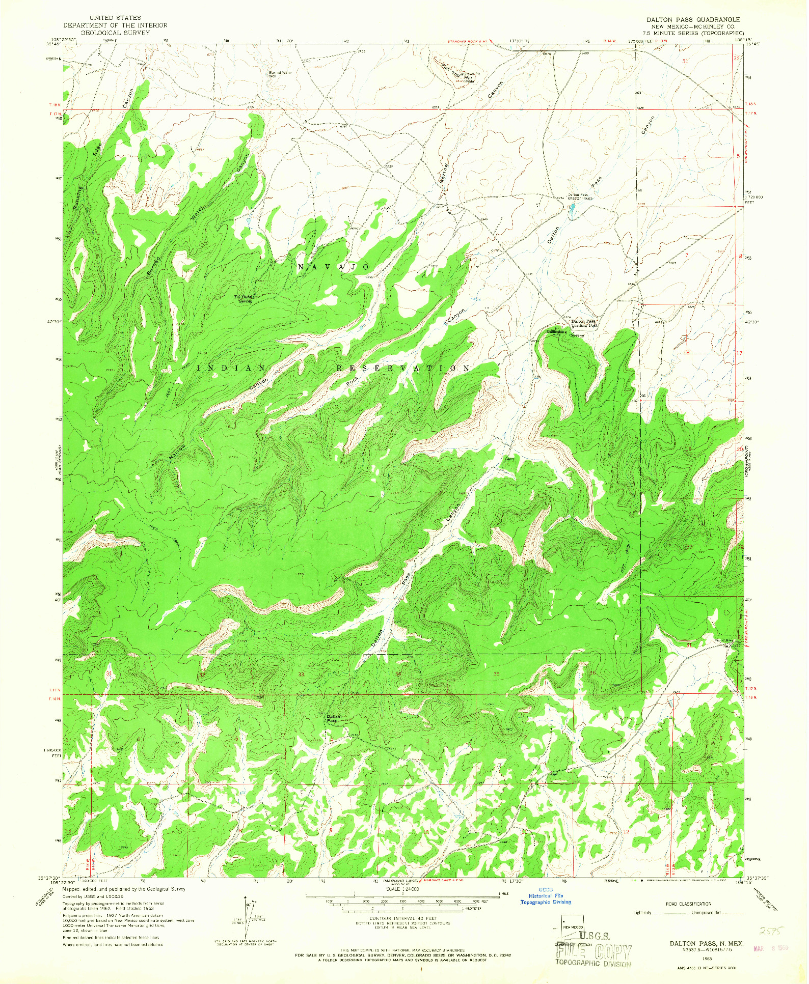 USGS 1:24000-SCALE QUADRANGLE FOR DALTON PASS, NM 1963