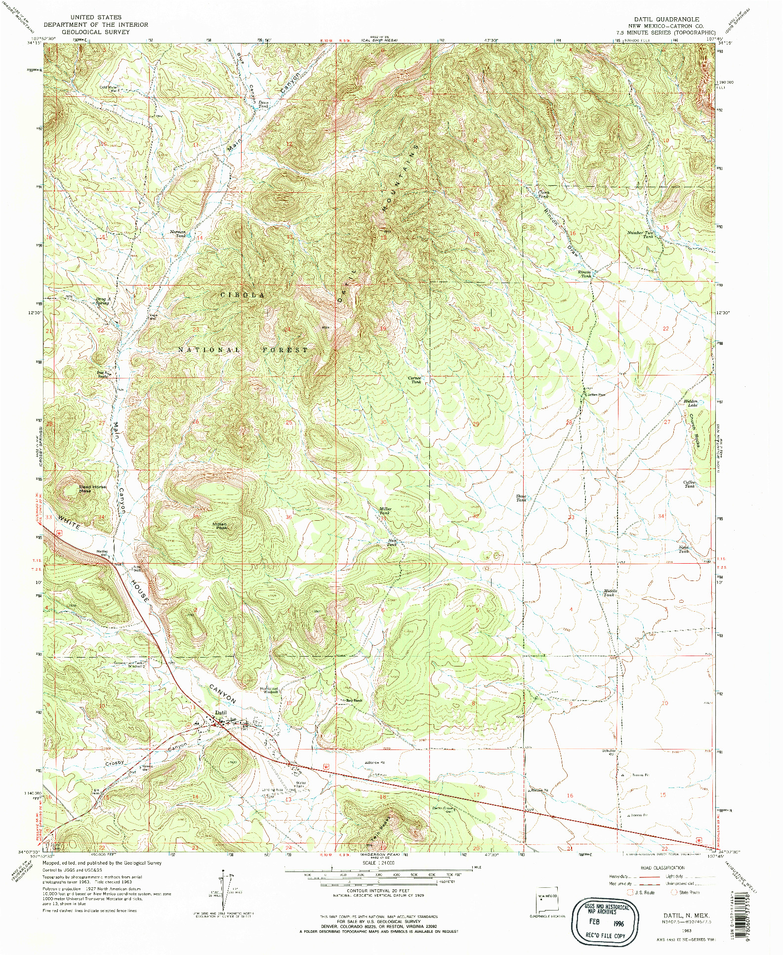 USGS 1:24000-SCALE QUADRANGLE FOR DATIL, NM 1963