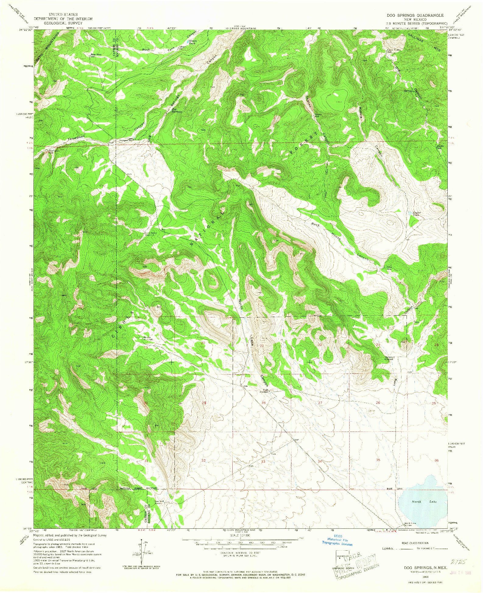 USGS 1:24000-SCALE QUADRANGLE FOR DOG SPRINGS, NM 1964