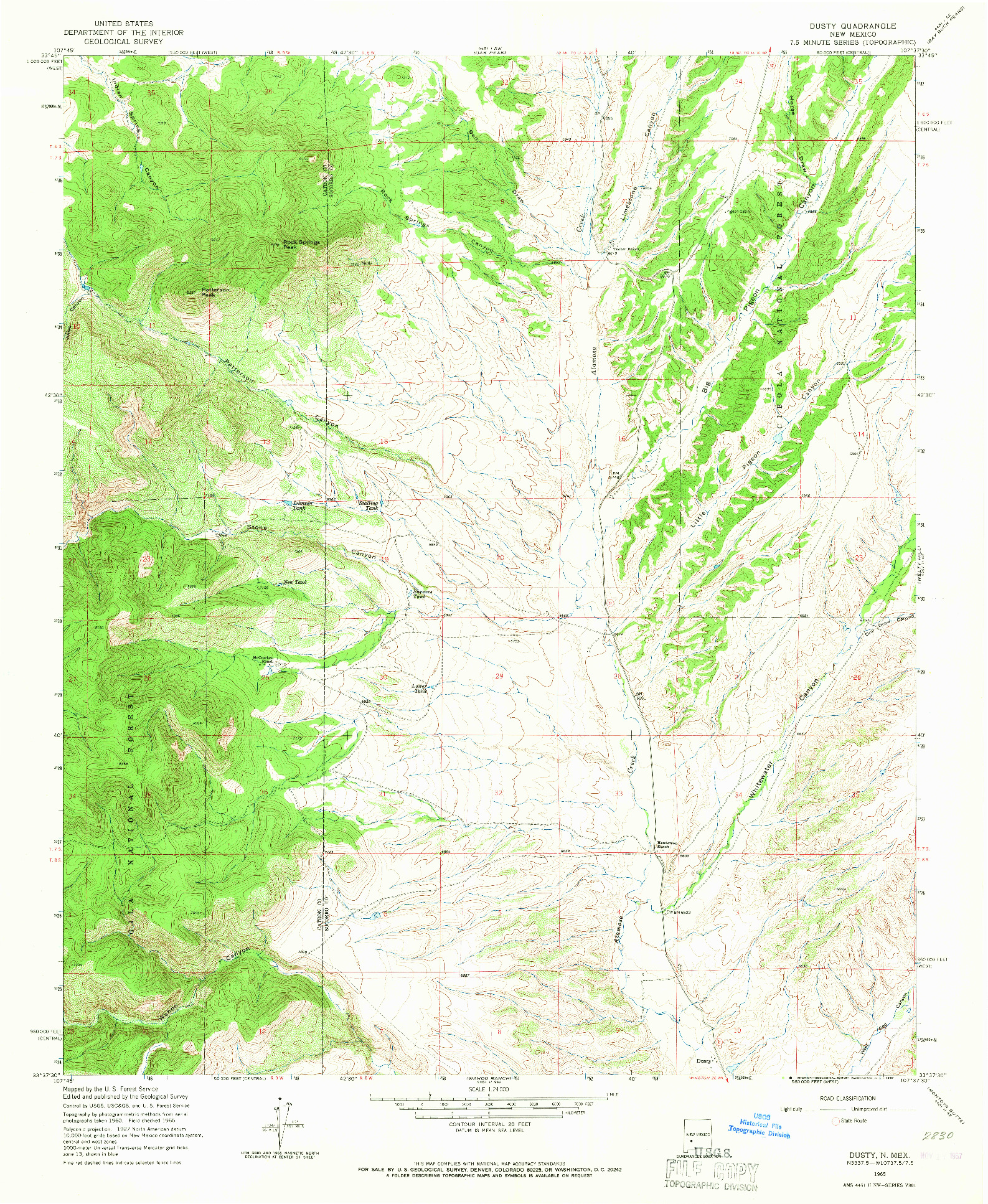 USGS 1:24000-SCALE QUADRANGLE FOR DUSTY, NM 1965