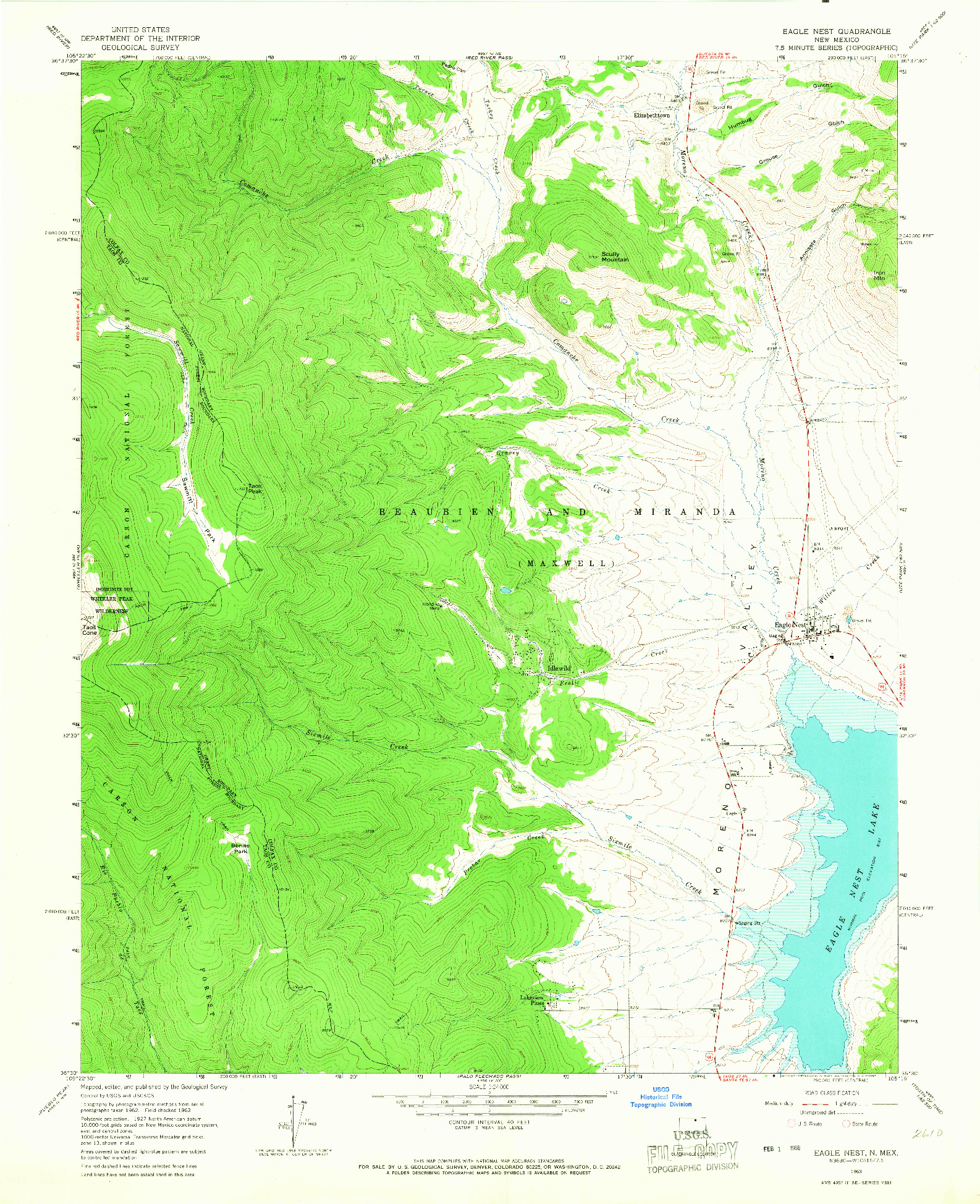 USGS 1:24000-SCALE QUADRANGLE FOR EAGLE NEST, NM 1963