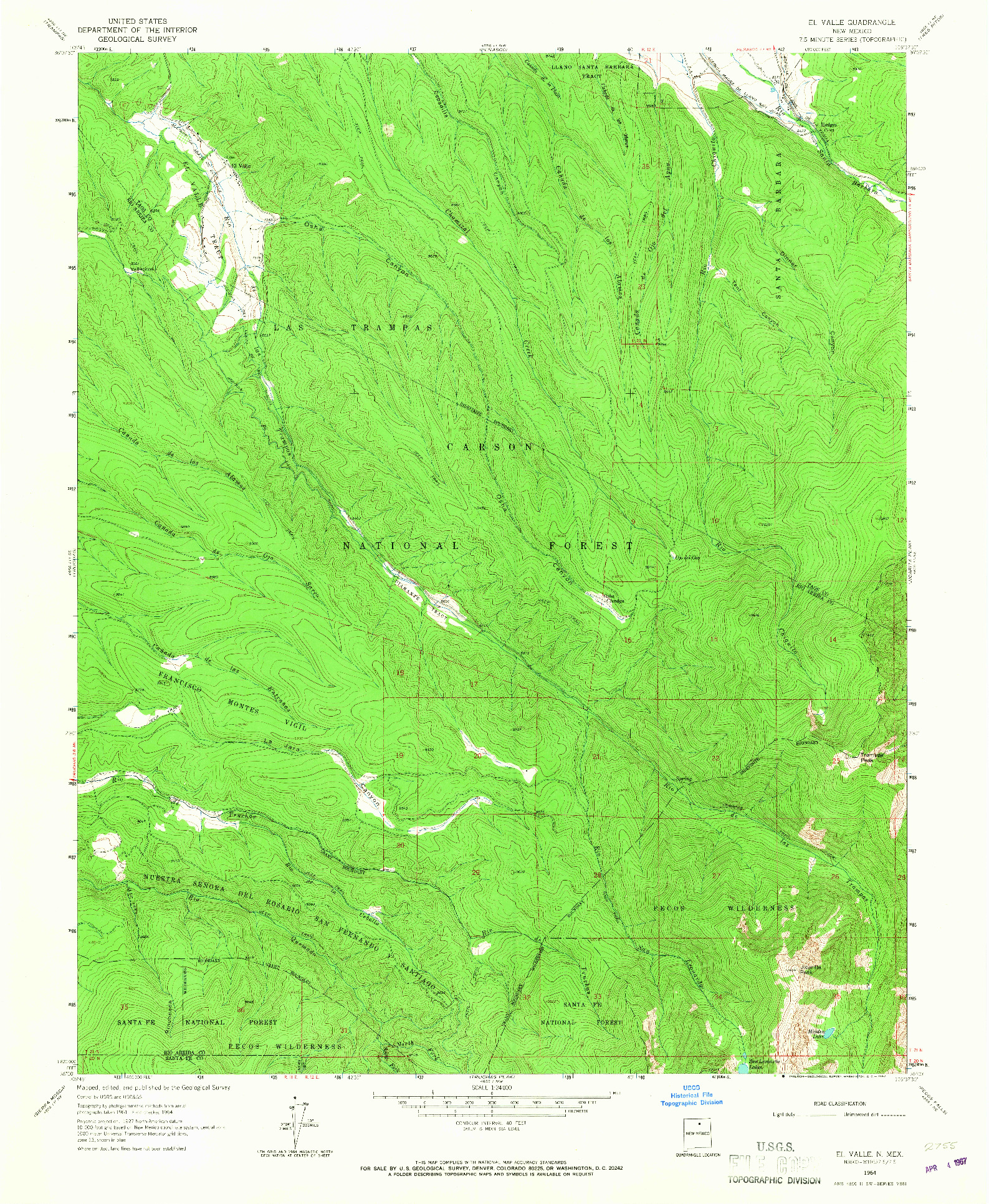 USGS 1:24000-SCALE QUADRANGLE FOR EL VALLE, NM 1964