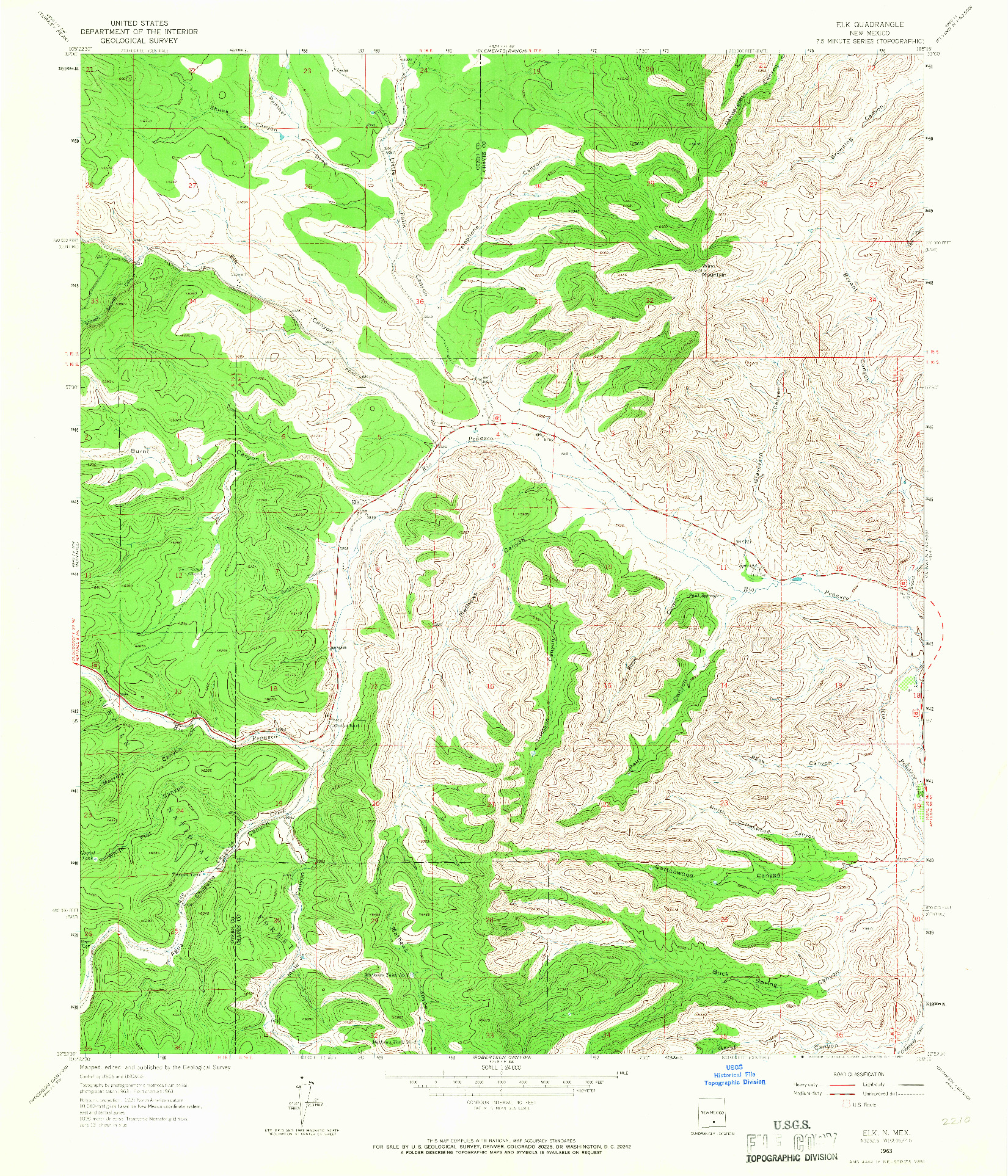 USGS 1:24000-SCALE QUADRANGLE FOR ELK, NM 1963