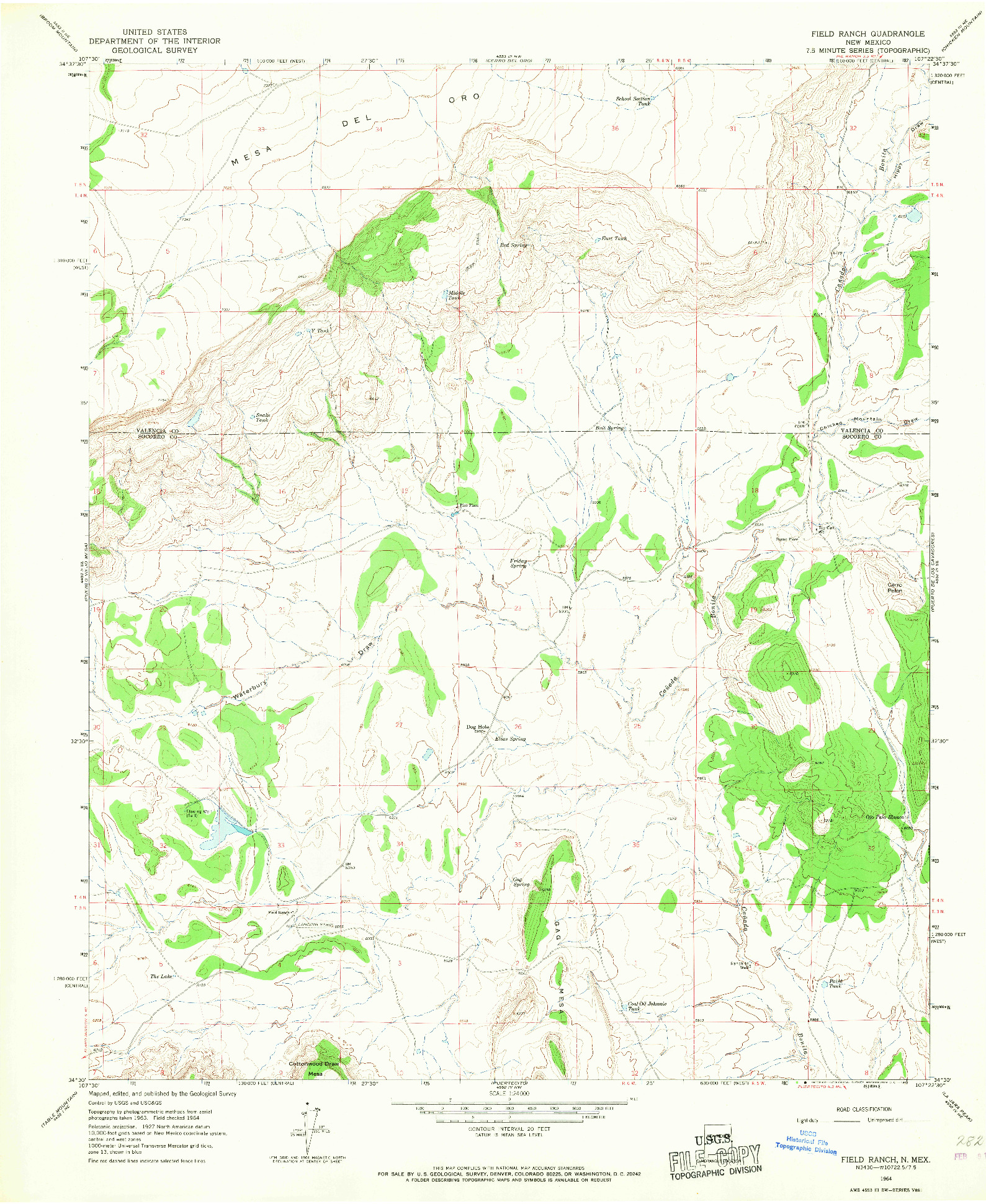 USGS 1:24000-SCALE QUADRANGLE FOR FIELD RANCH, NM 1964