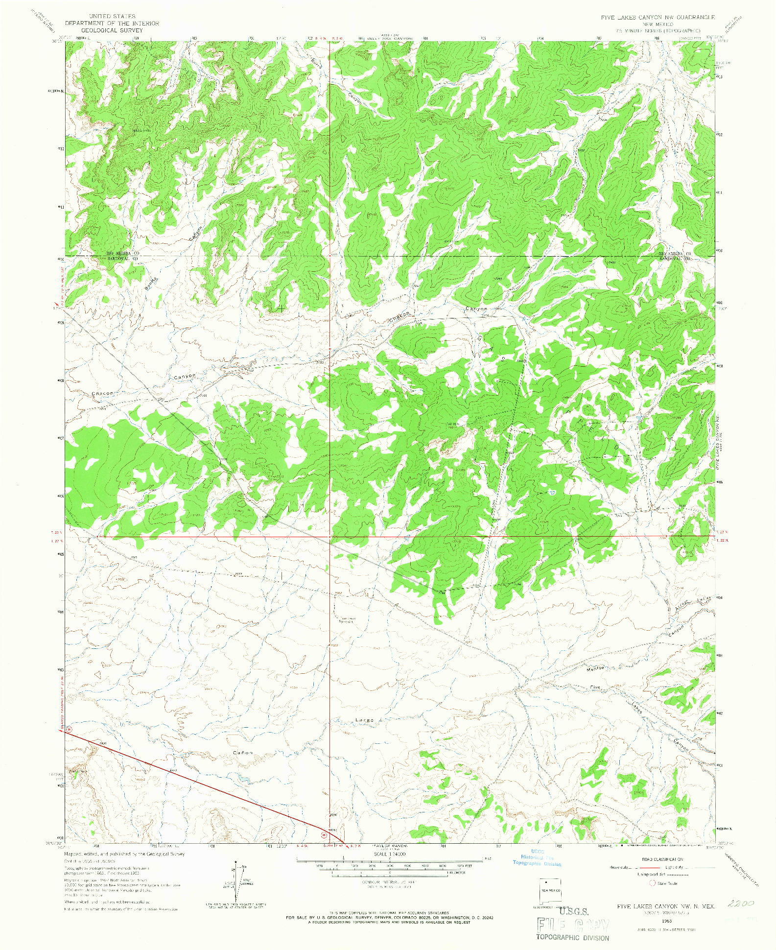 USGS 1:24000-SCALE QUADRANGLE FOR FIVE LAKES CANYON NW, NM 1963