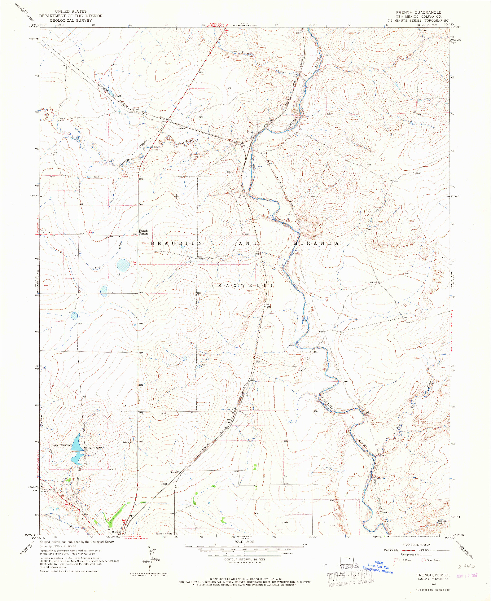 USGS 1:24000-SCALE QUADRANGLE FOR FRENCH, NM 1965