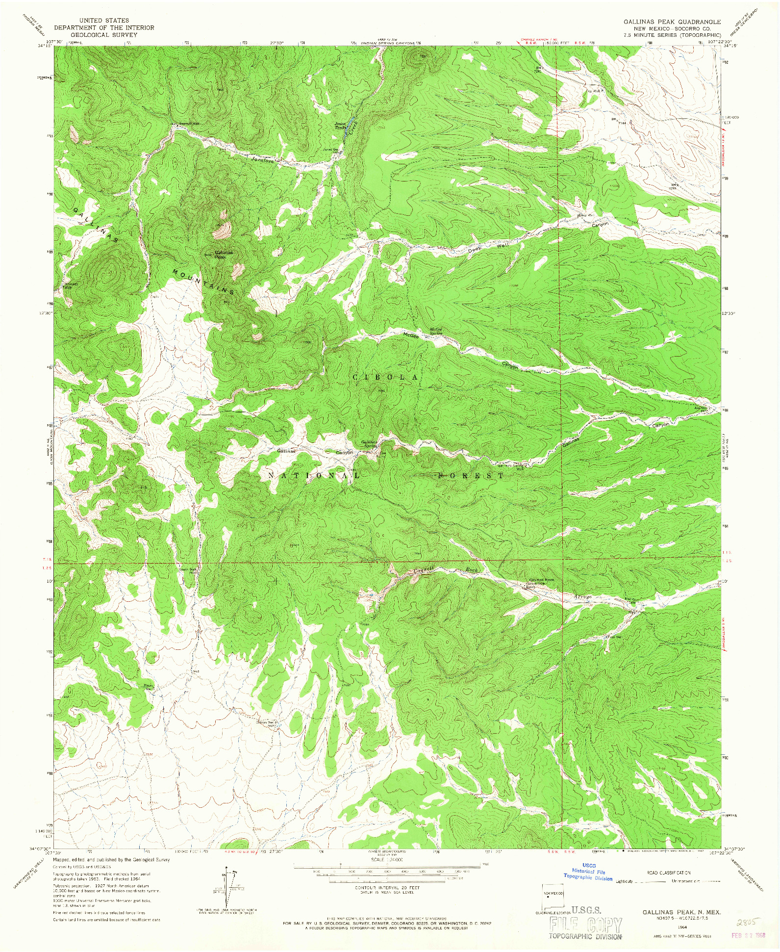 USGS 1:24000-SCALE QUADRANGLE FOR GALLINAS PEAK, NM 1964