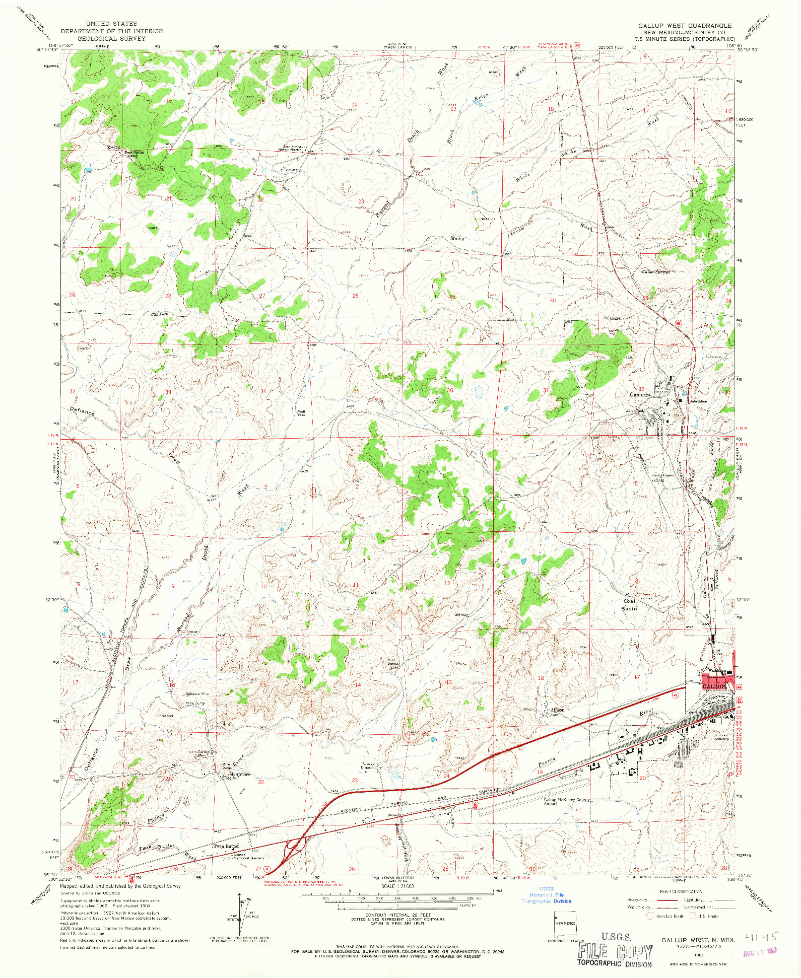 USGS 1:24000-SCALE QUADRANGLE FOR GALLUP WEST, NM 1963
