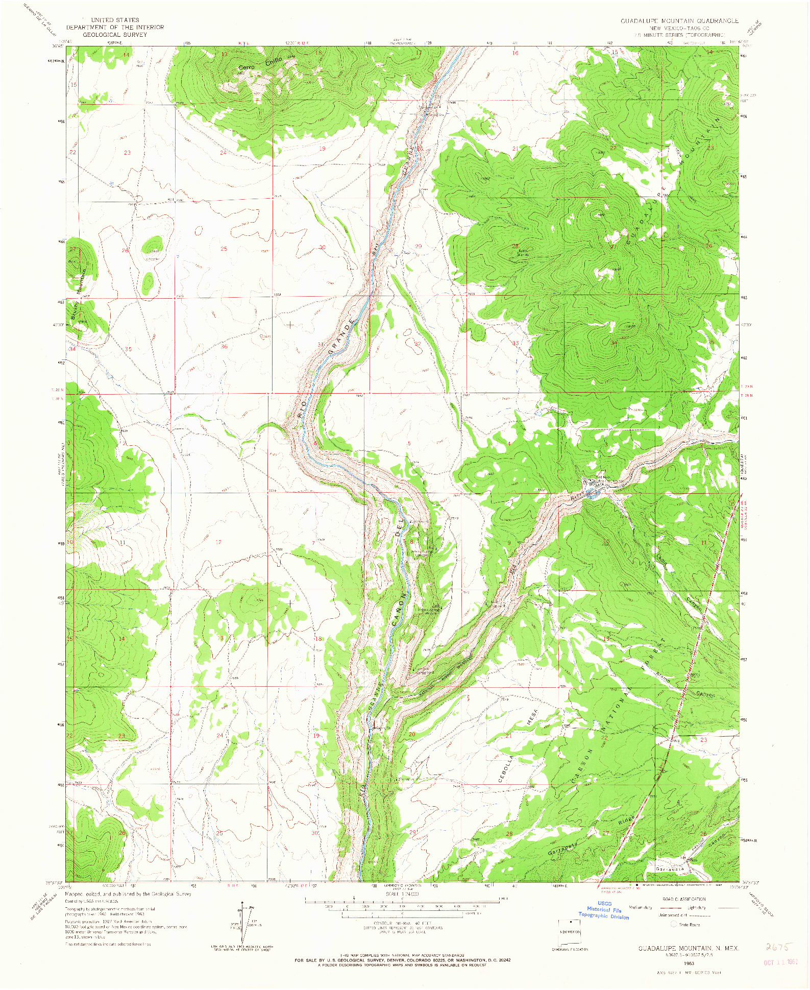 USGS 1:24000-SCALE QUADRANGLE FOR GUADALUPE MOUNTAIN, NM 1963