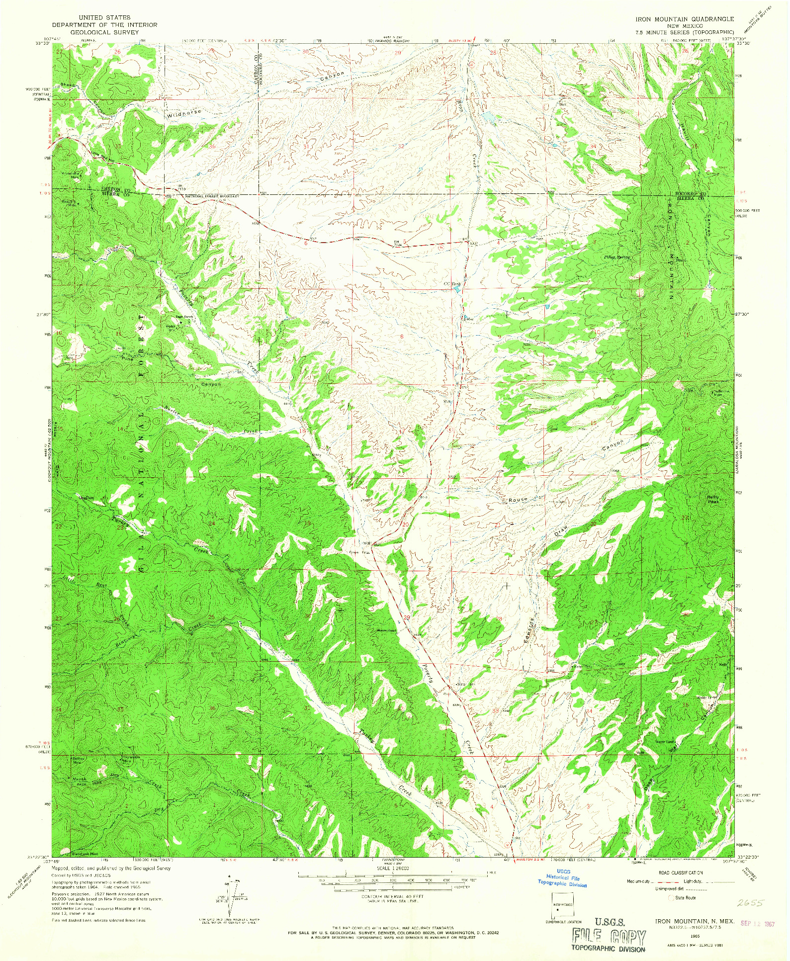 USGS 1:24000-SCALE QUADRANGLE FOR IRON MOUNTAIN, NM 1965